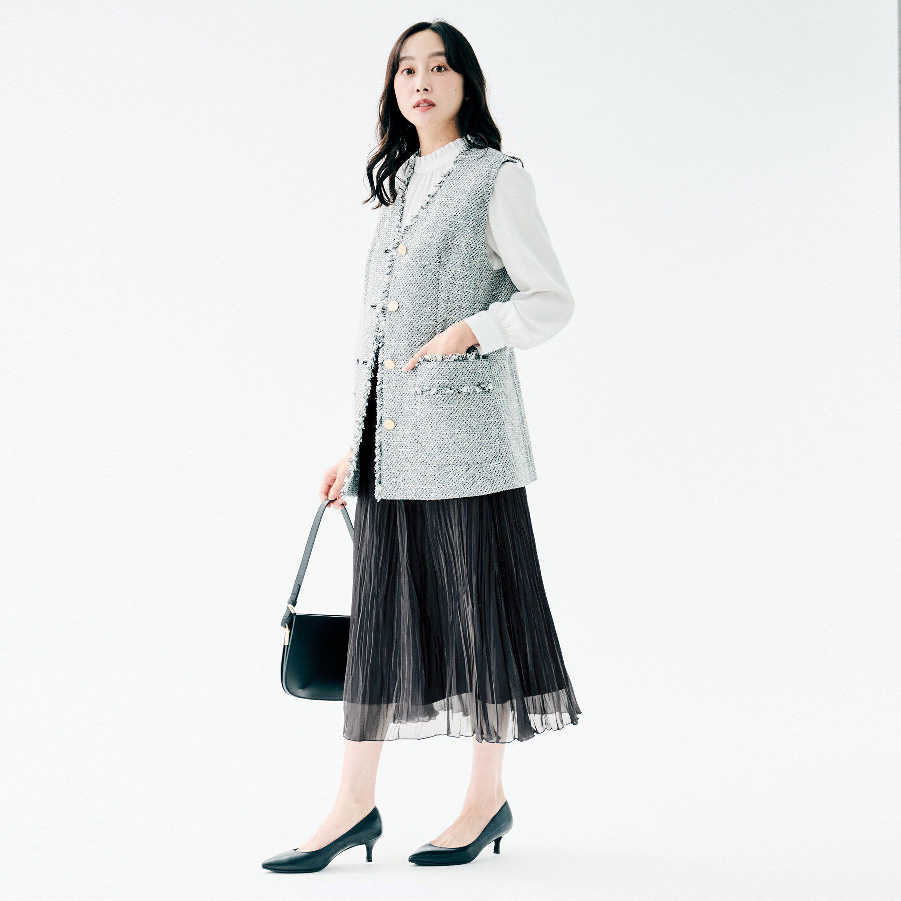 UNTITLED「【ウエストゴム/洗える/シアー】シャイニープリーツスカート」|スカート|