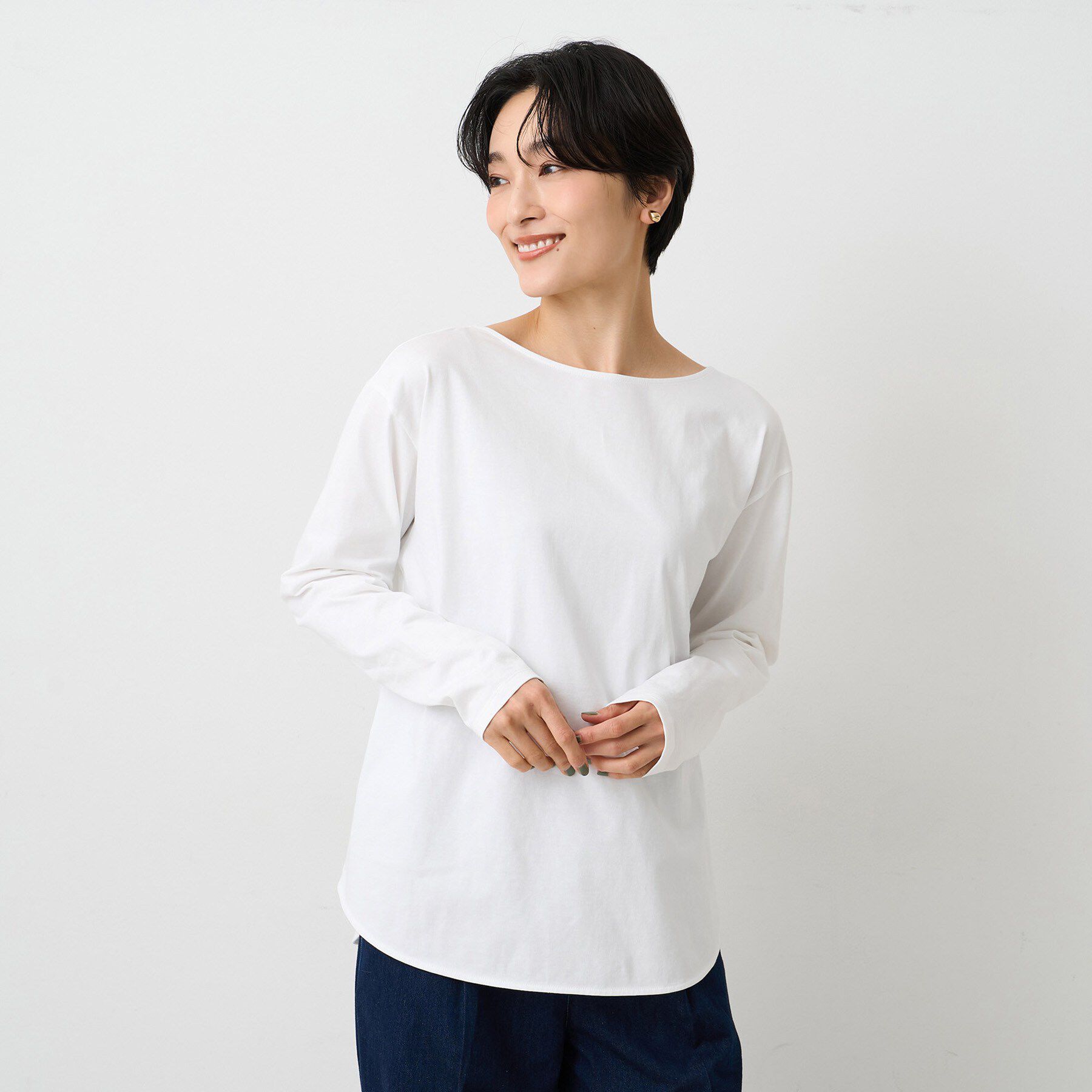 UNTITLED「【洗える/レイヤードTシャツ】ラウンドテールジャージプルオーバー」|Tシャツ・カットソー|