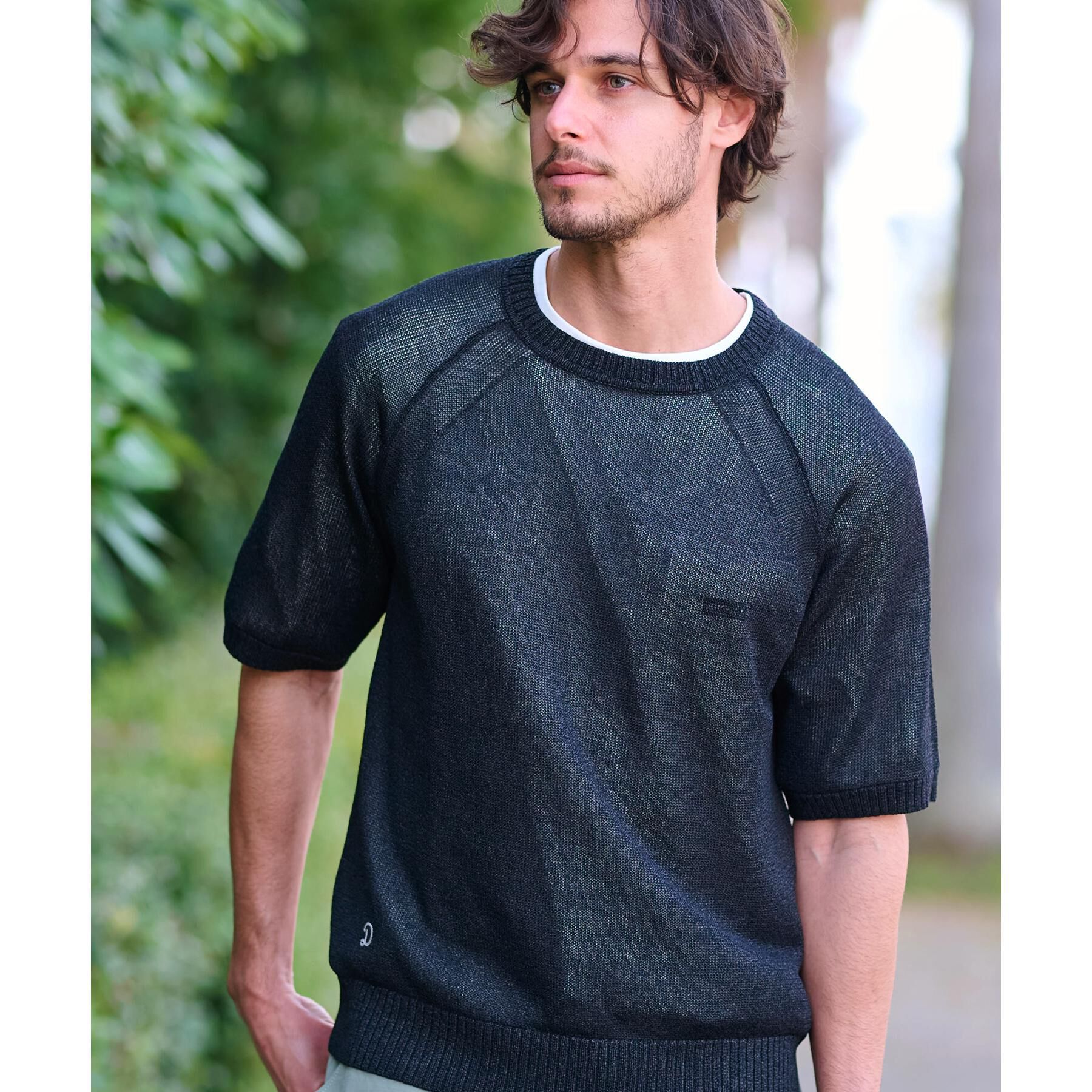 DRESSTERIOR「ペーパーコットン ハーフスリーブニット」|ニット・セーター|