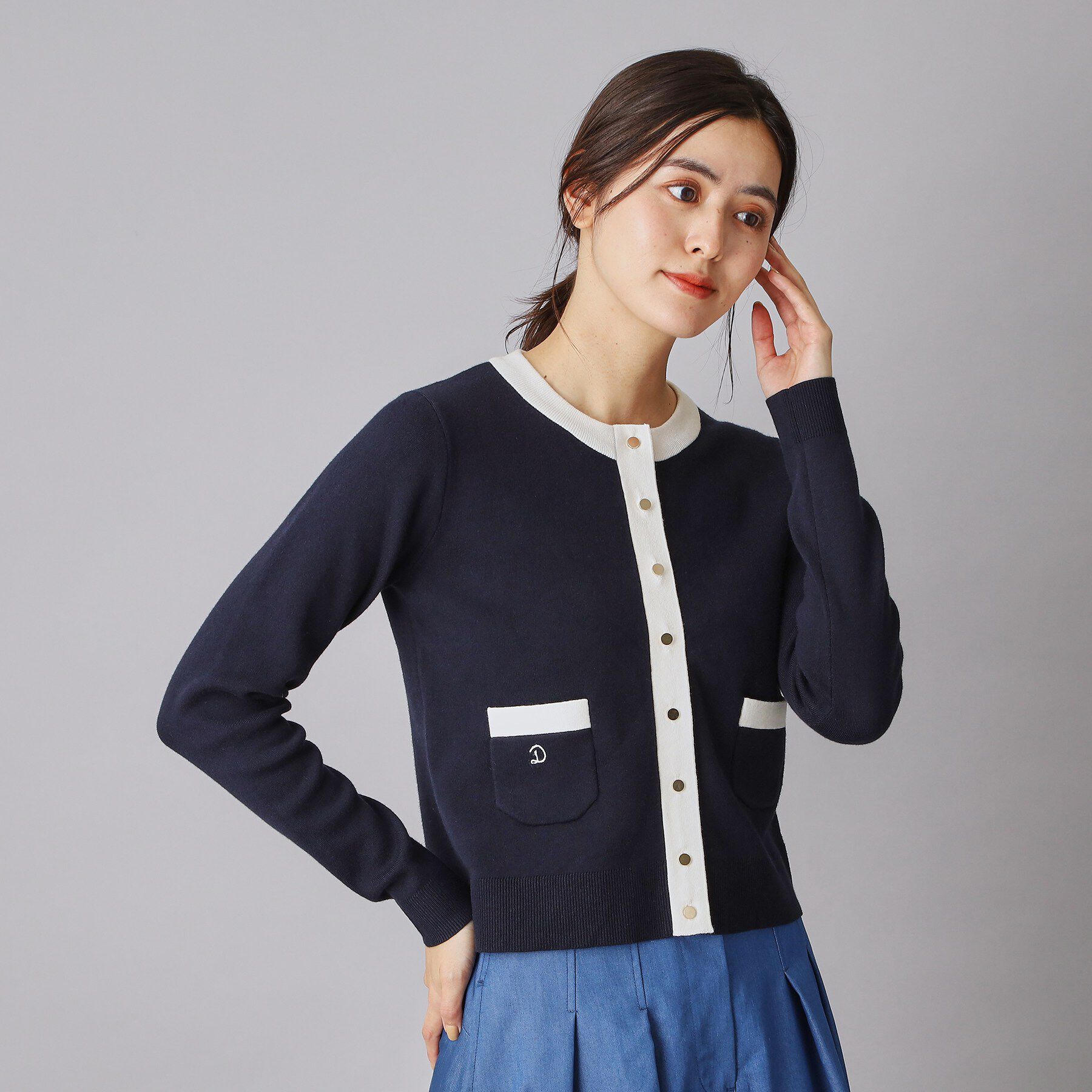 DRESSTERIOR「ウォッシャブルコットンカシミヤ配色カーディガン」|カーディガン|