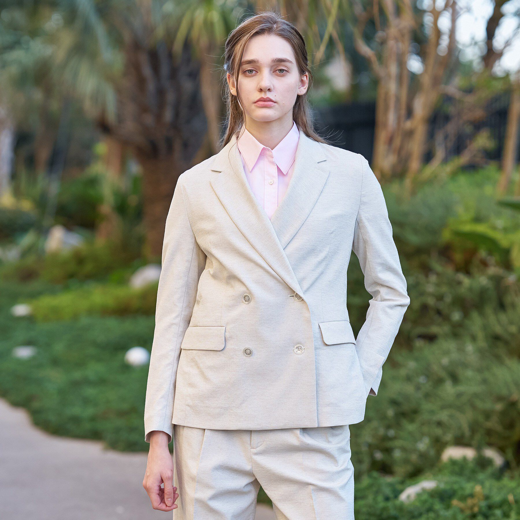 DRESSTERIOR「リネンブレンドオックスダブルジャケット」|テーラードジャケット|