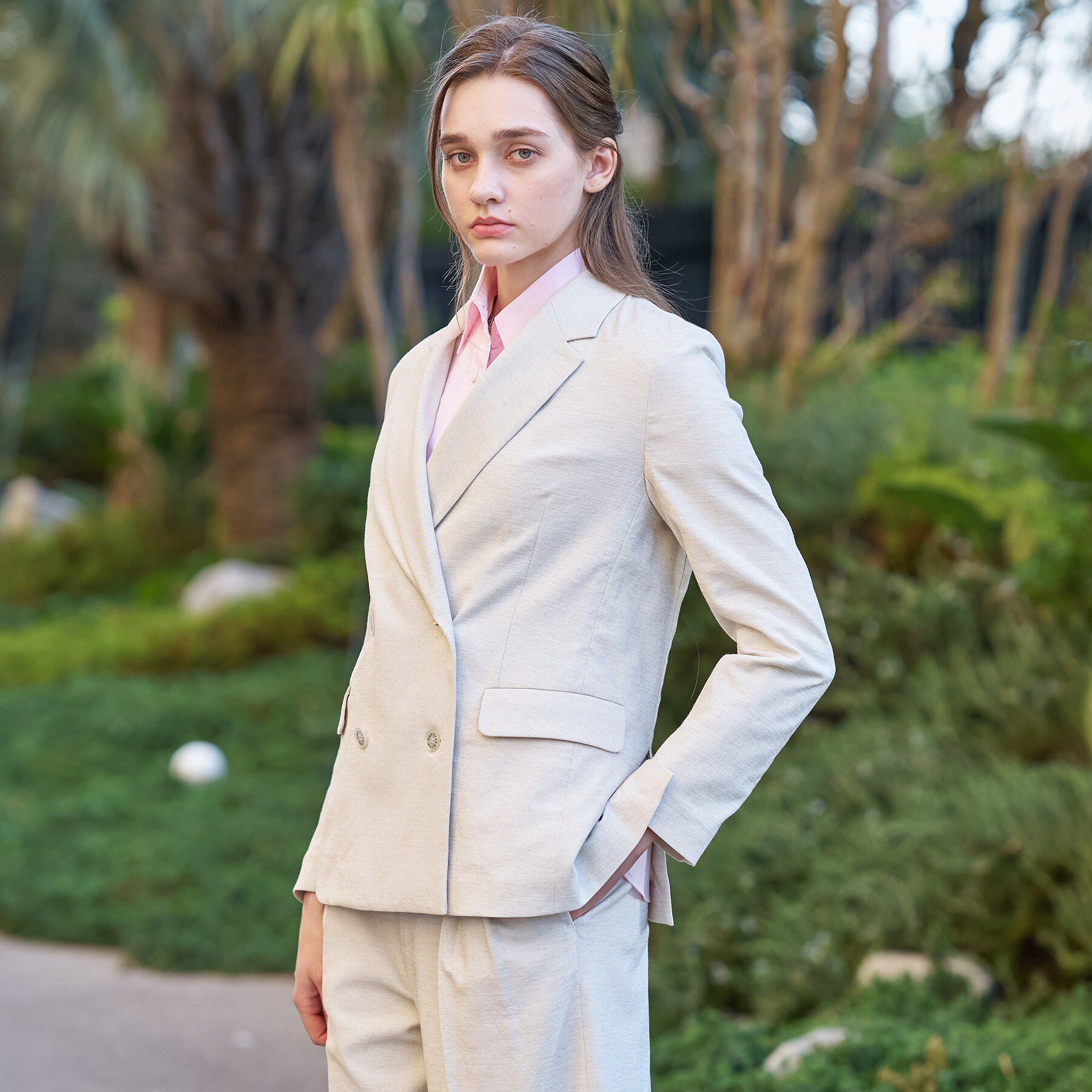 DRESSTERIOR「リネンブレンドオックスダブルジャケット」|テーラードジャケット|