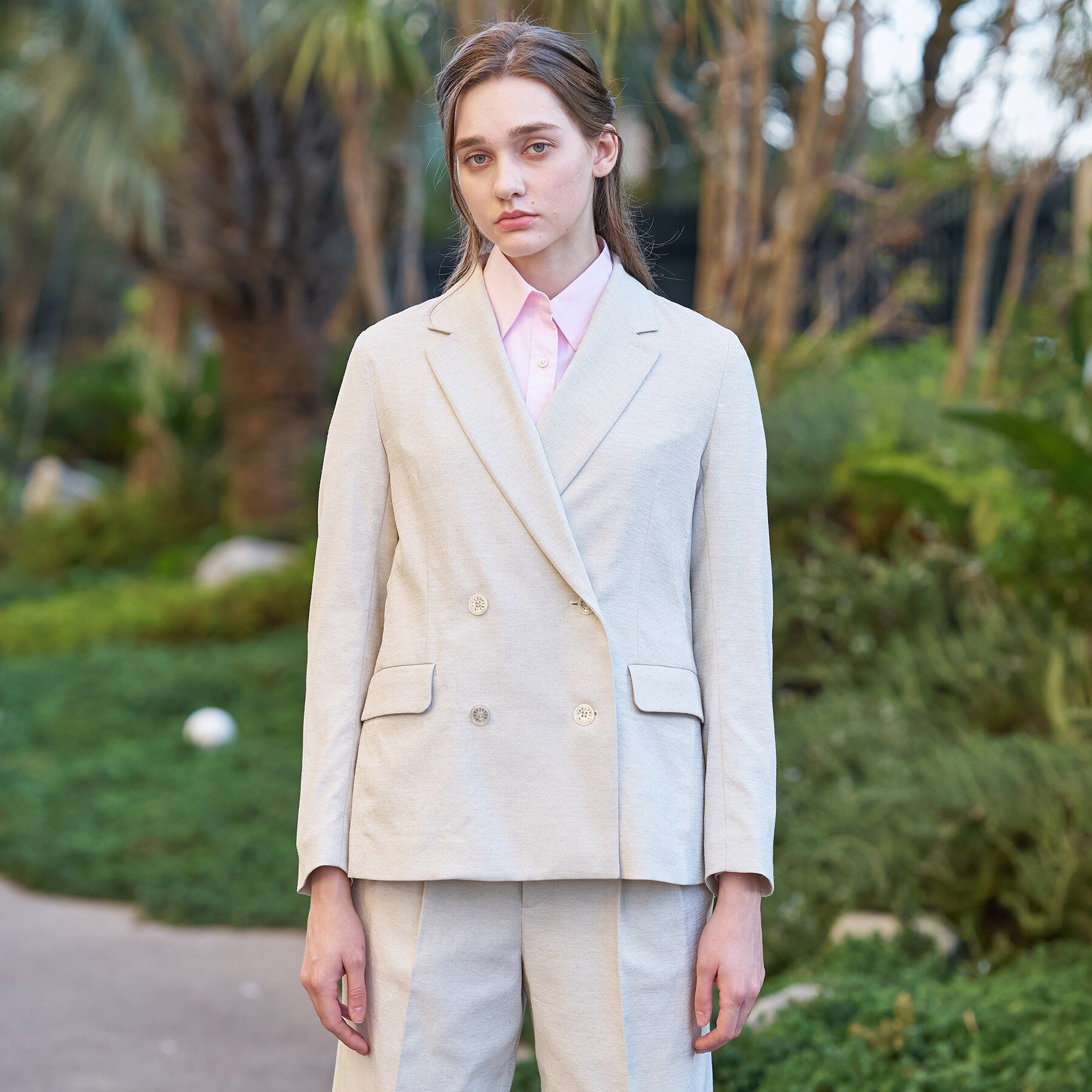 DRESSTERIOR「リネンブレンドオックスダブルジャケット」|テーラードジャケット|