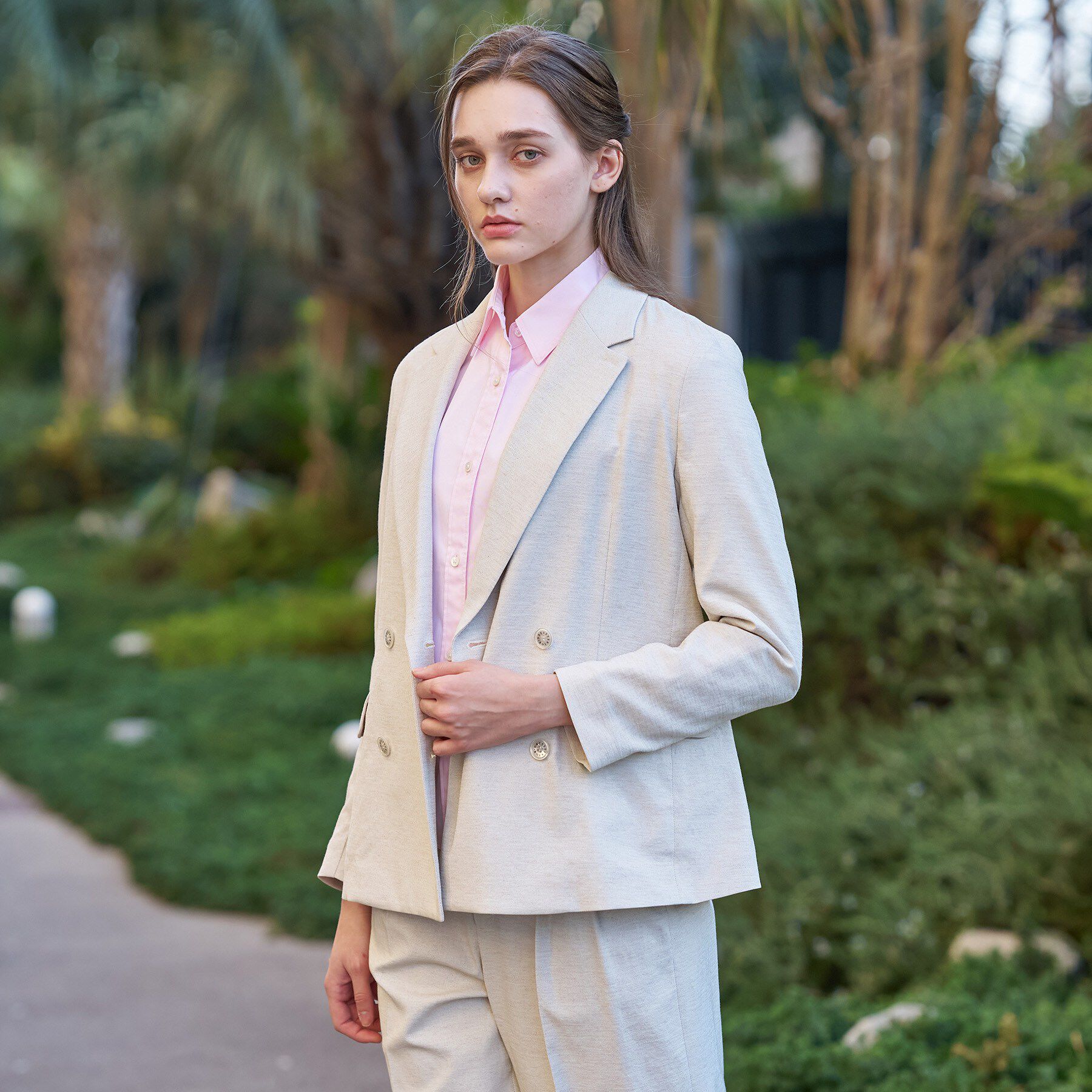 DRESSTERIOR「リネンブレンドオックスダブルジャケット」|テーラードジャケット|