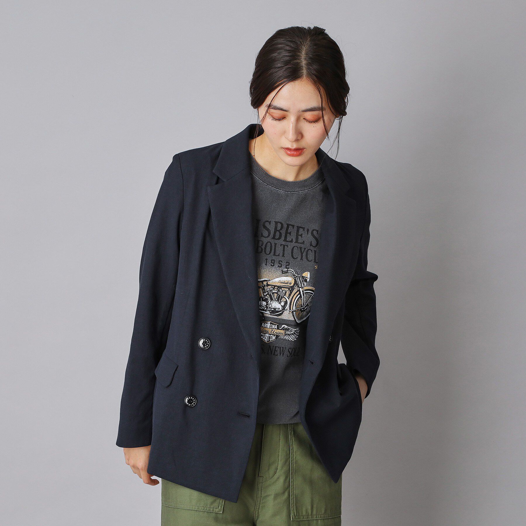 DRESSTERIOR「リネンブレンドオックスダブルジャケット」|テーラードジャケット|