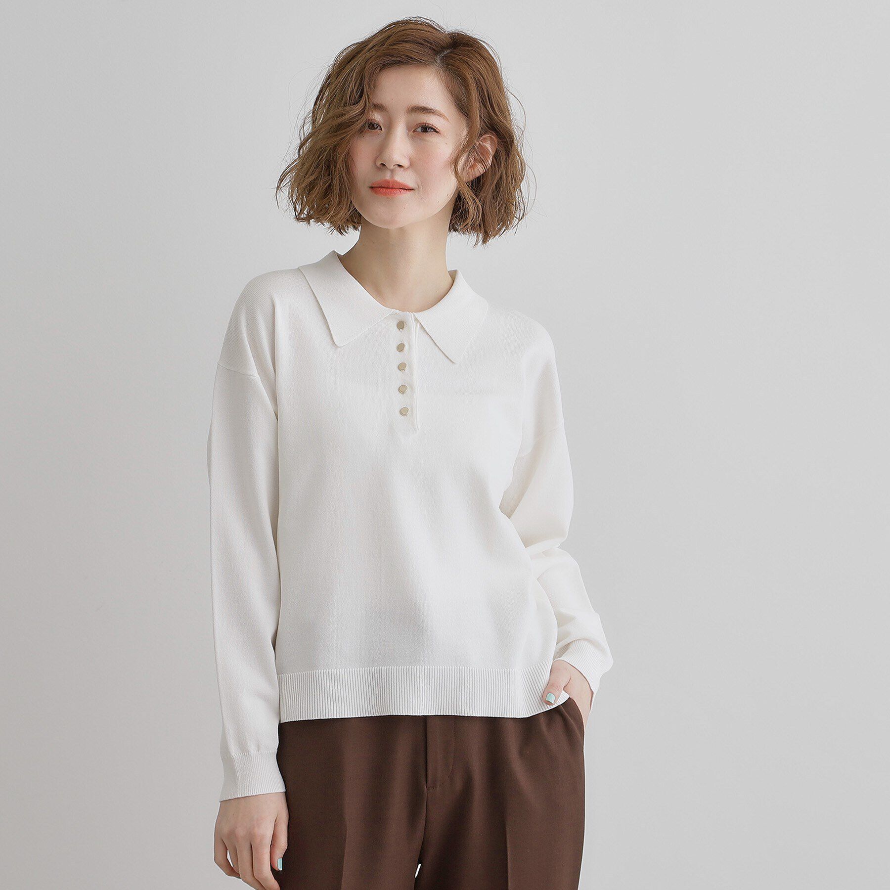 grove「配色ポロニットプルオーバー」|ニット・セーター|