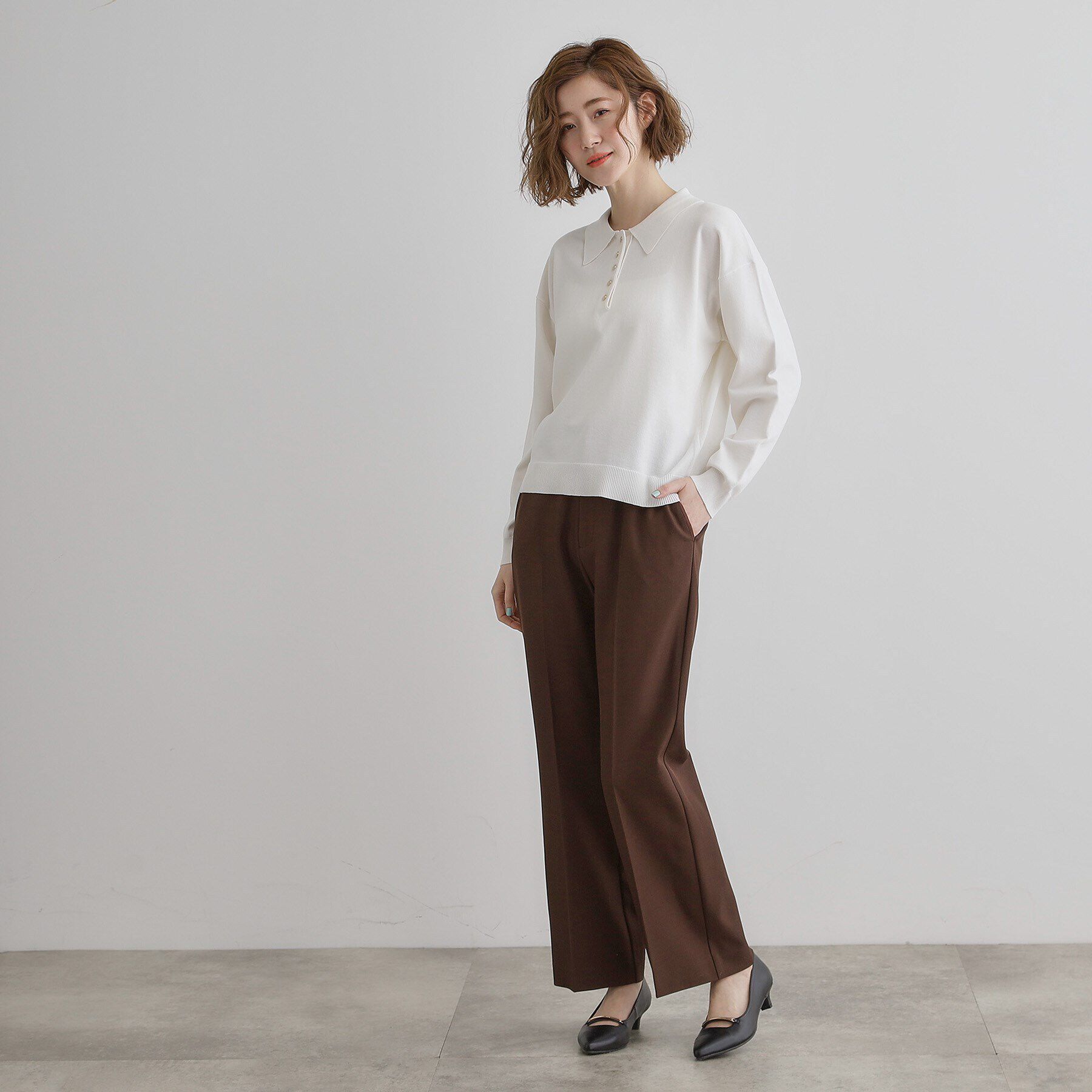 grove「配色ポロニットプルオーバー」|ニット・セーター|