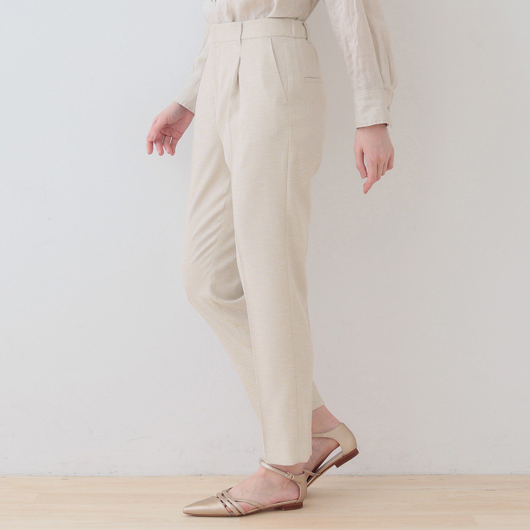 INDIVI「【こなれSETUP】リネンライクテーパードパンツ」|その他|