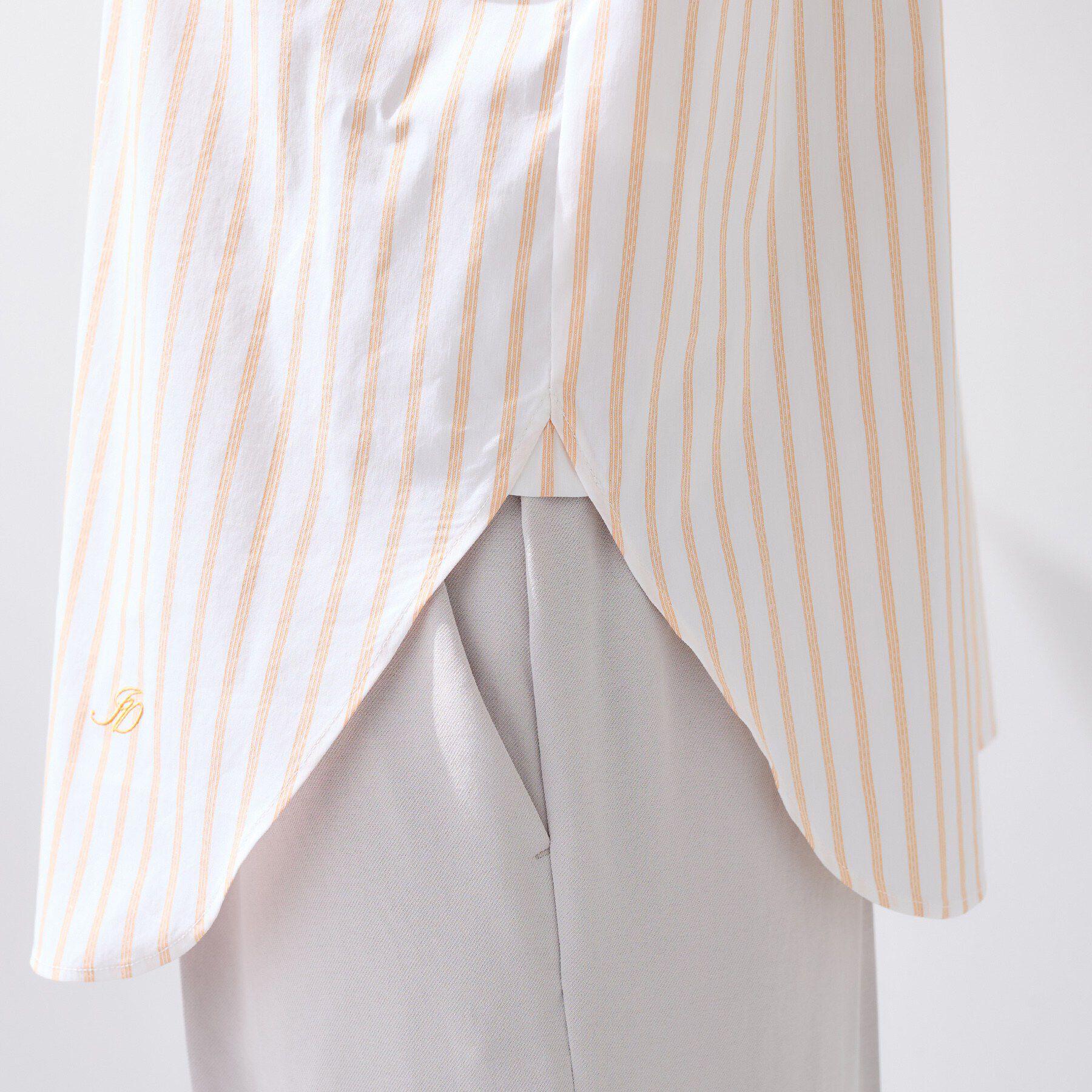 INDIVI「【2WAY／洗える】ラメストライプ コットン混シャツ」|シャツ・ブラウス|