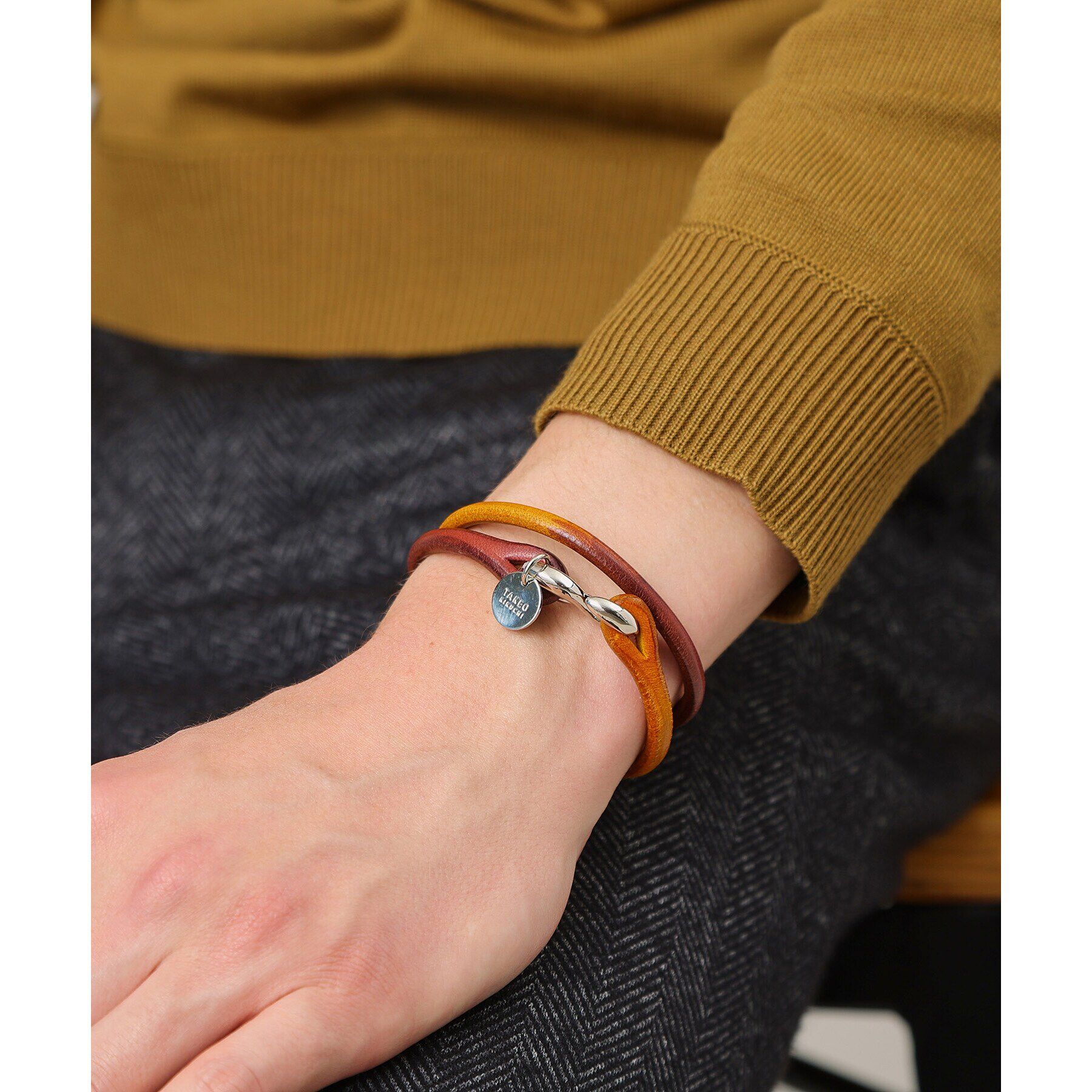 TAKEO KIKUCHI「【MADE IN JAPAN】2重巻き 染め分けレザー ブレスレット」|ブレスレット・バングル|