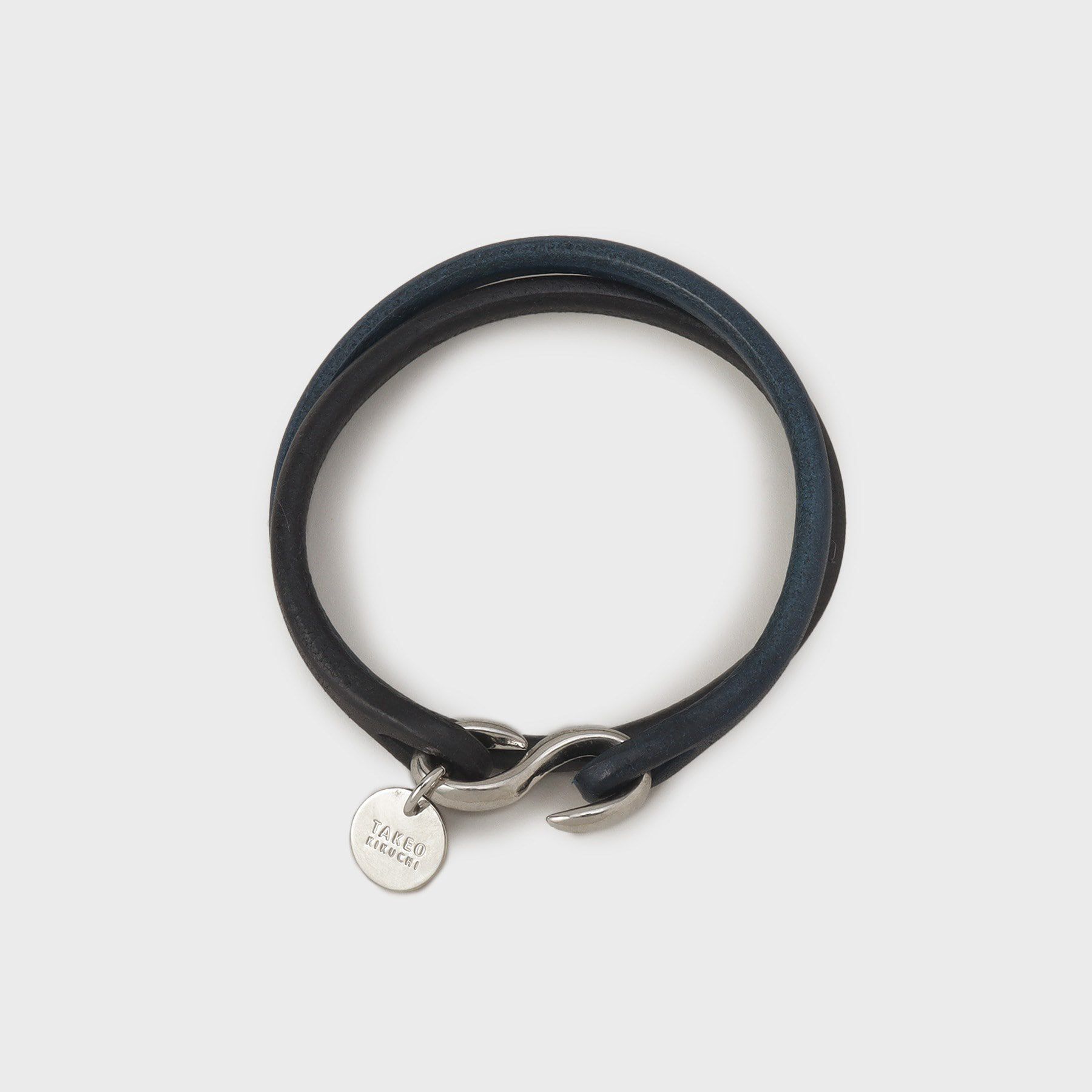 TAKEO KIKUCHI「【MADE IN JAPAN】2重巻き 染め分けレザー ブレスレット」|ブレスレット・バングル|ネイビー(593)