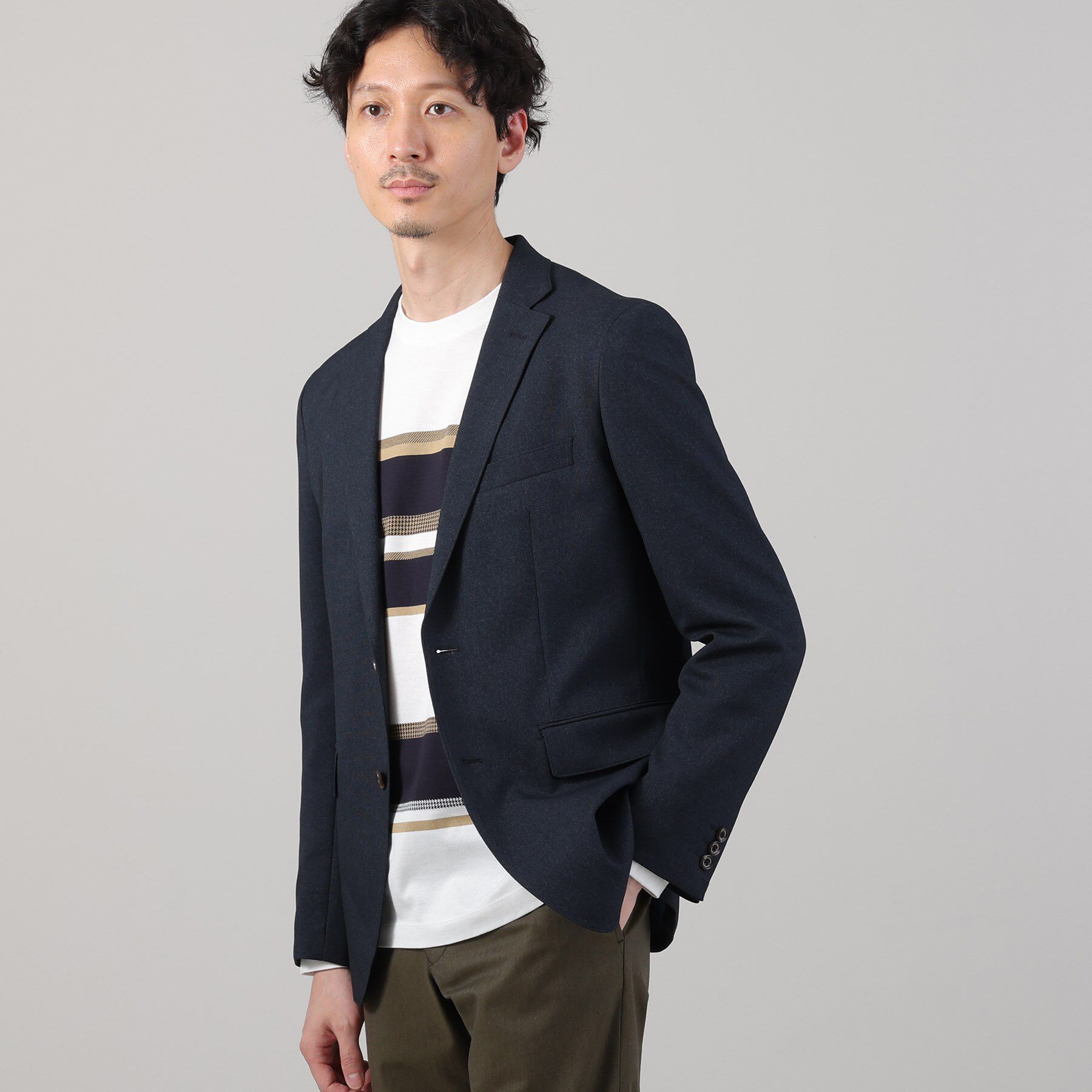 TAKEO KIKUCHI「【ONOFF/セットアップ対応】メランジ シャークスキン ストレッチジャケット」|テーラードジャケット|