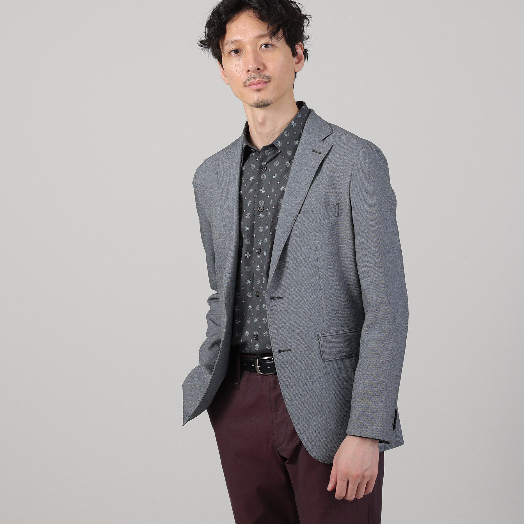 TAKEO KIKUCHI「【ONOFF/セットアップ対応】メランジ シャークスキン ストレッチジャケット」|テーラードジャケット|