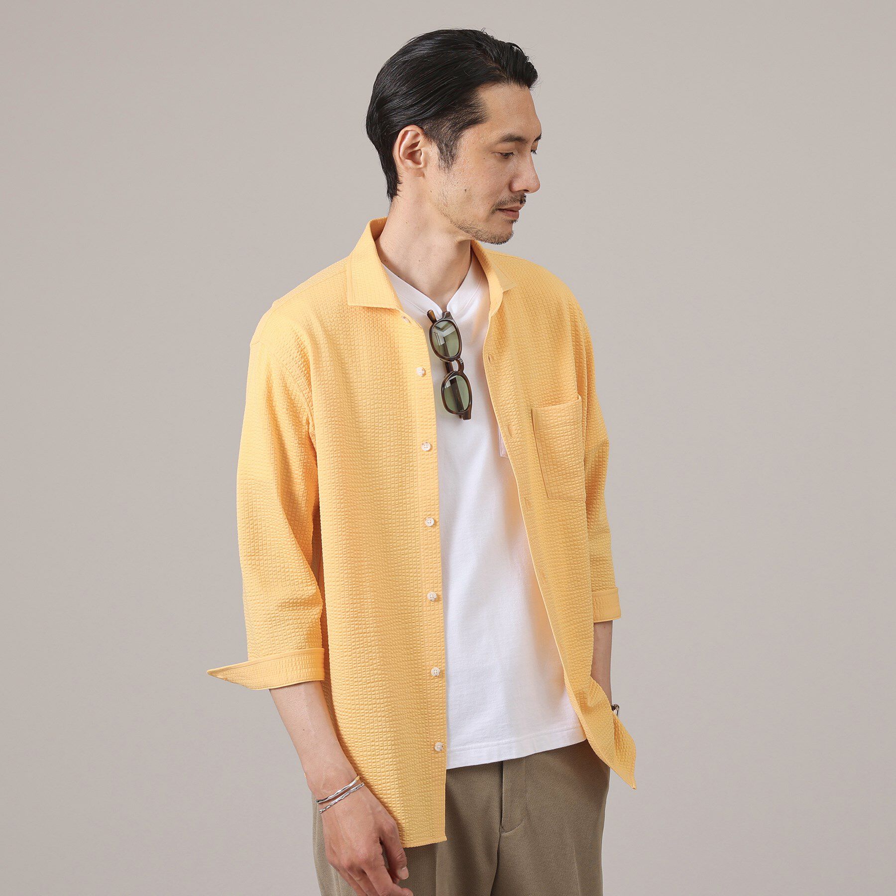 TAKEO KIKUCHI「【抗菌防臭／7分袖】サッカージャージ ストライプシャツ」|シャツ・ブラウス|