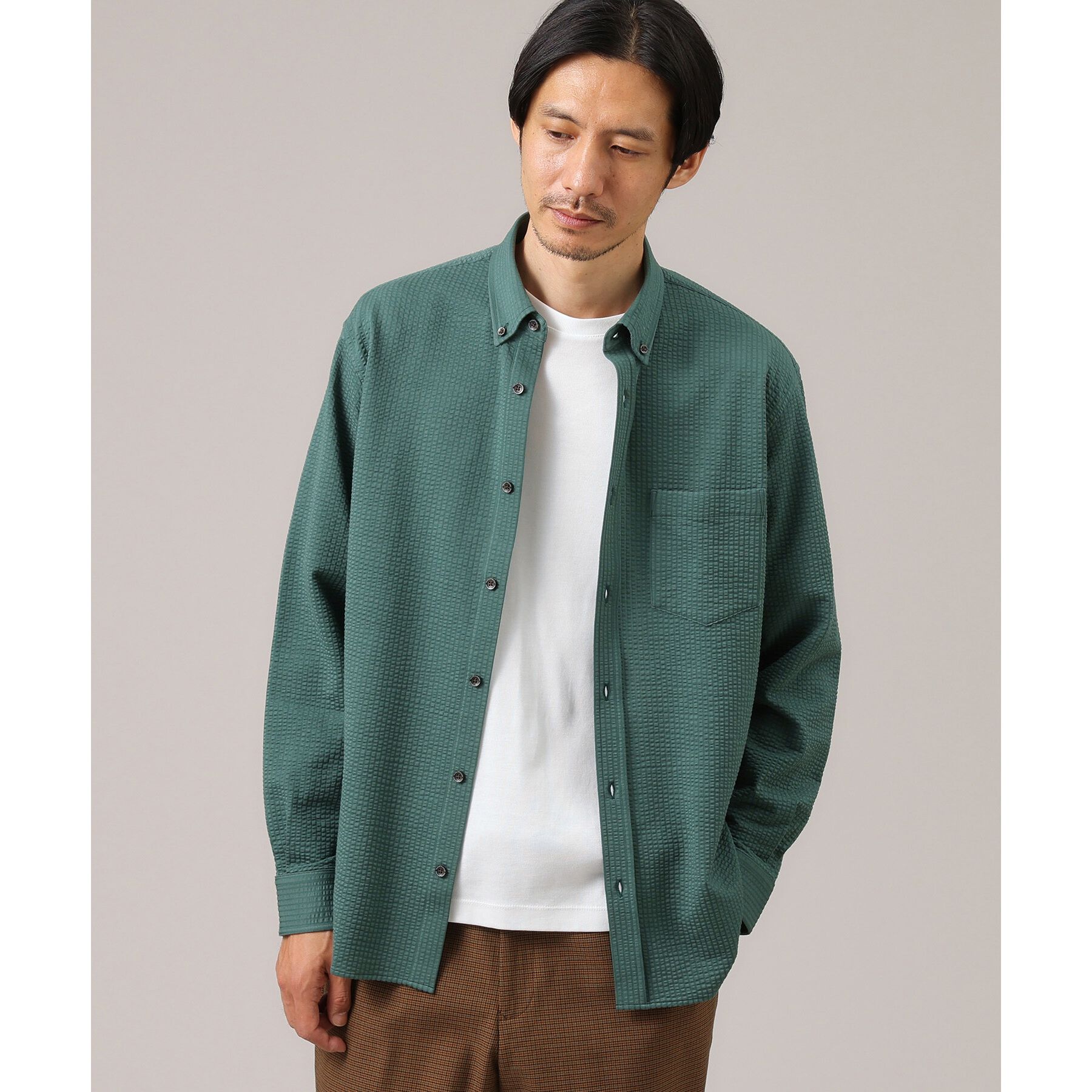 TAKEO KIKUCHI「【抗菌防臭/シーズンレス】シアサッカー ジャージシャツ」|シャツ・ブラウス|