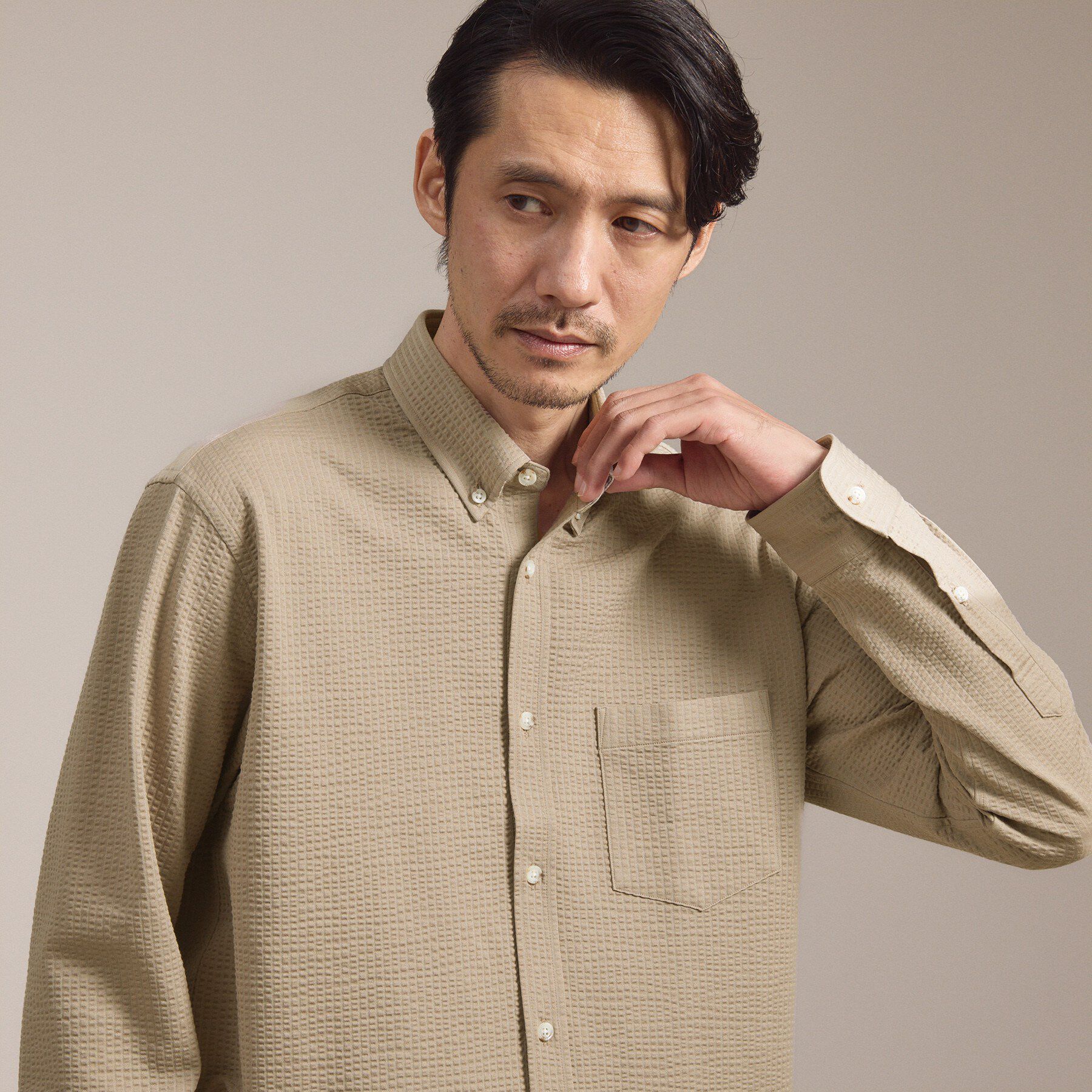 TAKEO KIKUCHI「【抗菌防臭/シーズンレス】シアサッカー ジャージシャツ」|シャツ・ブラウス|