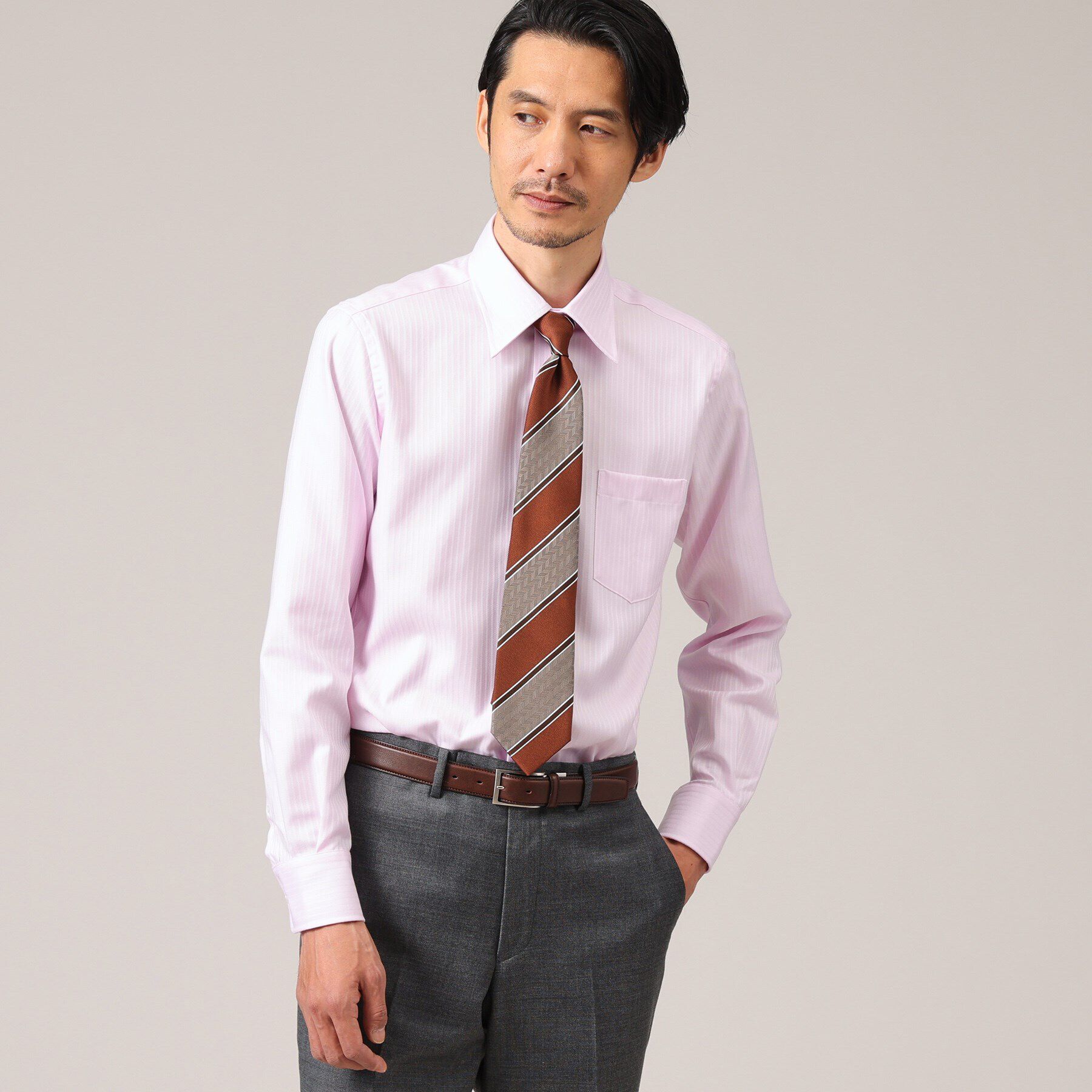 TAKEO KIKUCHI「【Sサイズ～】ドビー ストライプ レギュラーカラー シャツ」|シャツ・ブラウス|