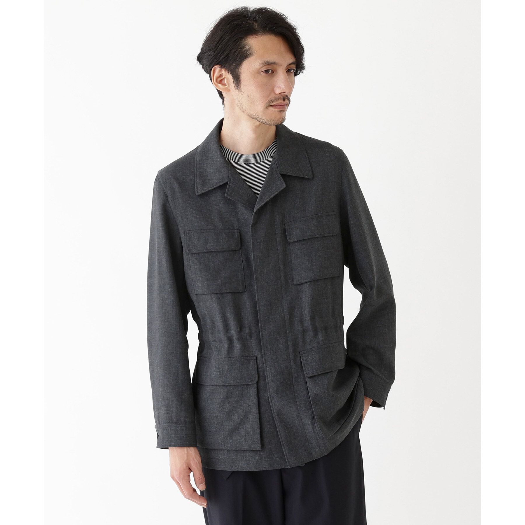 TAKEO KIKUCHI「【THE FLAGSHIP】ポリエステルウール メッシュ サファリジャケット」|ブルゾン・スタジャン|