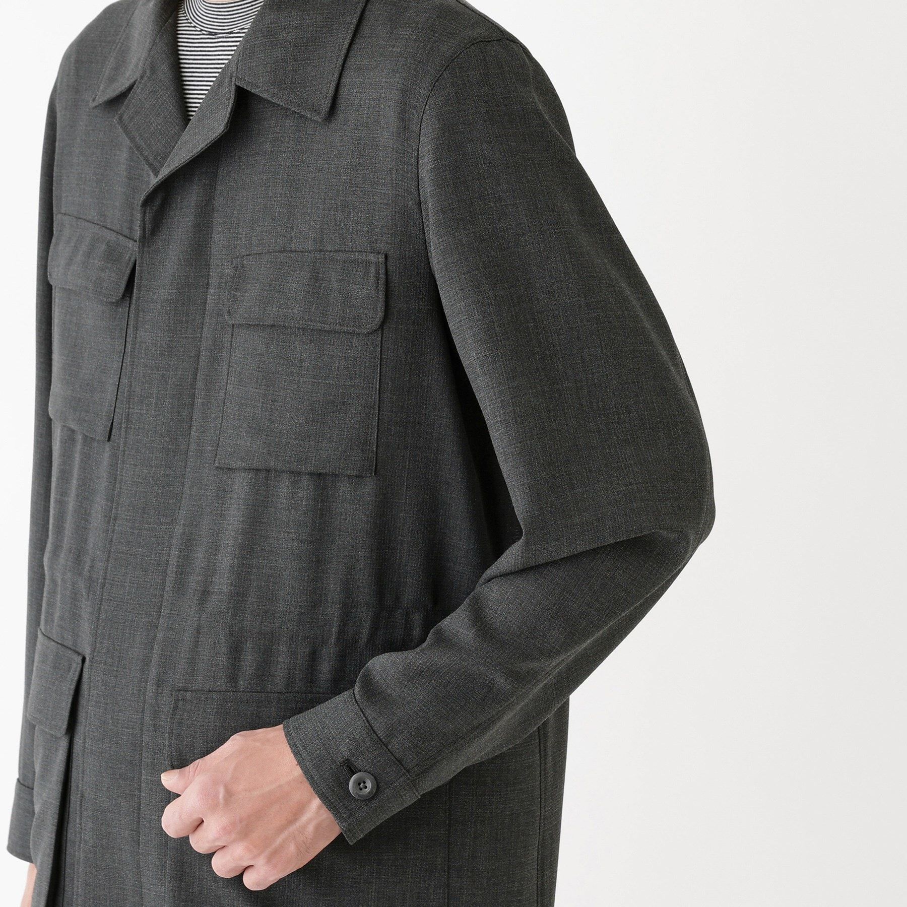 TAKEO KIKUCHI「【THE FLAGSHIP】ポリエステルウール メッシュ サファリジャケット」|ブルゾン・スタジャン|