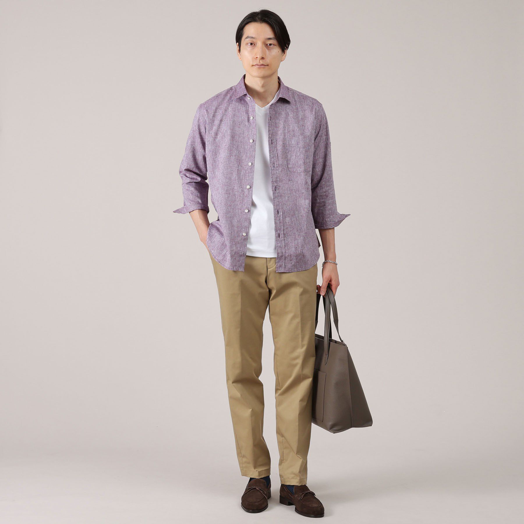 TAKEO KIKUCHI「ハイブリッド リネン 7分袖 シャツ」|シャツ・ブラウス|