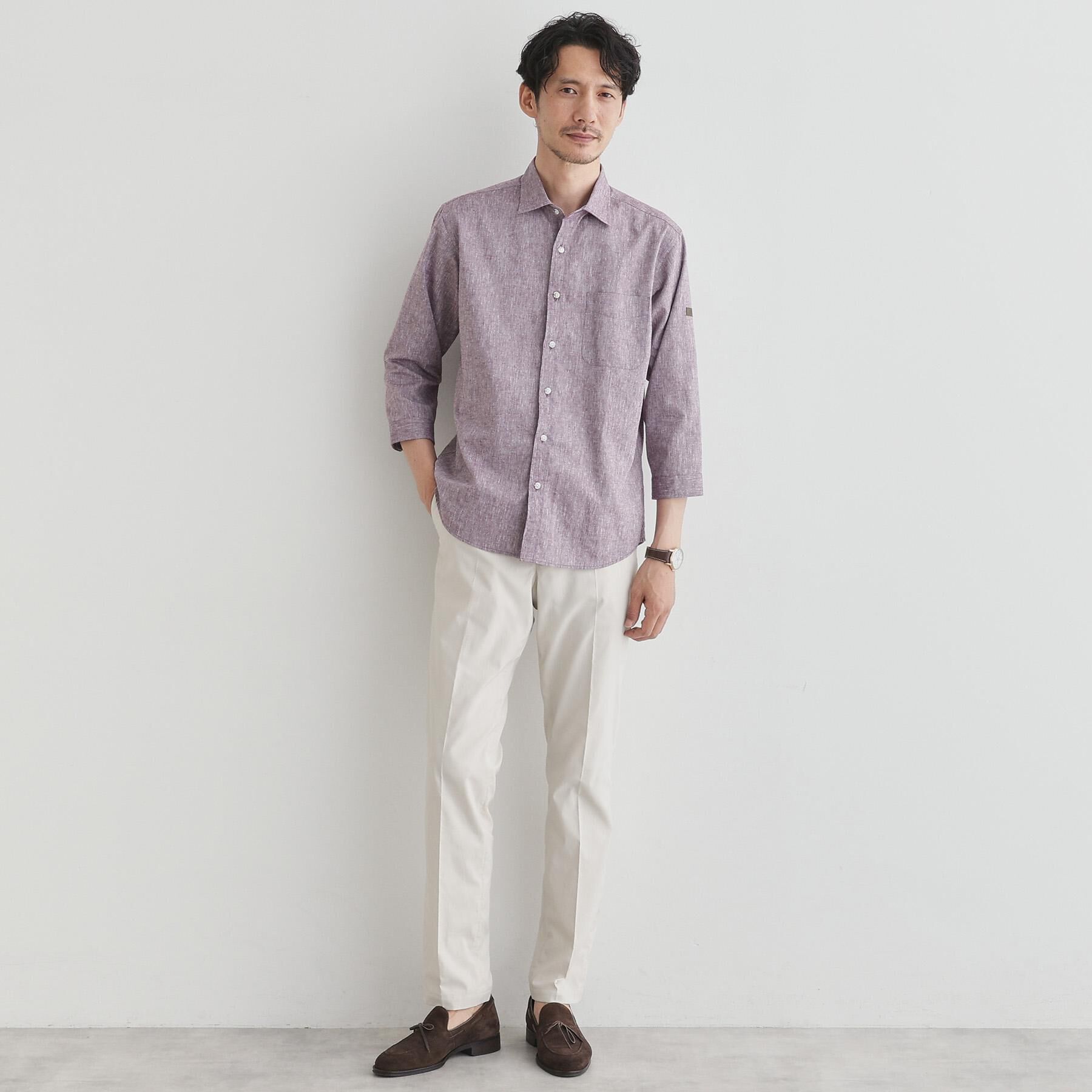 TAKEO KIKUCHI「ハイブリッド リネン 7分袖 シャツ」|シャツ・ブラウス|