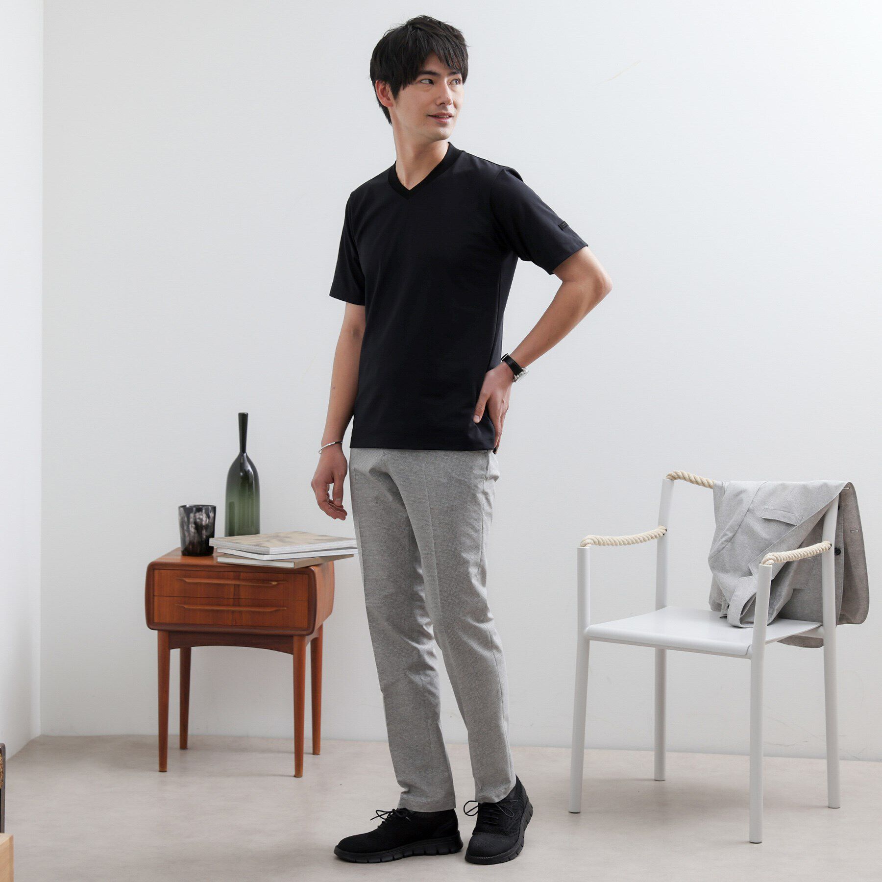 TAKEO KIKUCHI「テーラードジャージ Vネック」|Tシャツ・カットソー|