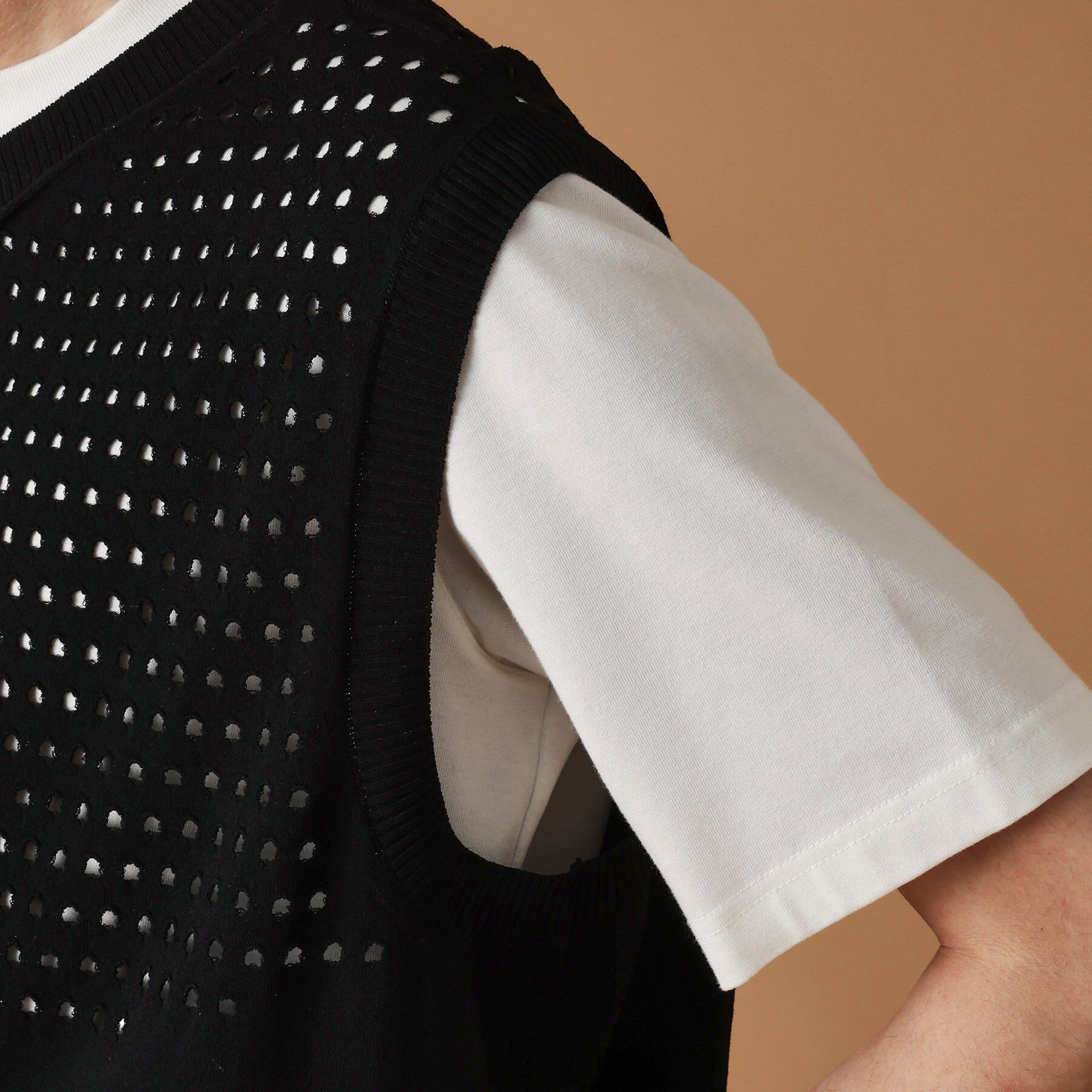 40CARATS&525「透け編みニットべスト」|ニット・セーター|