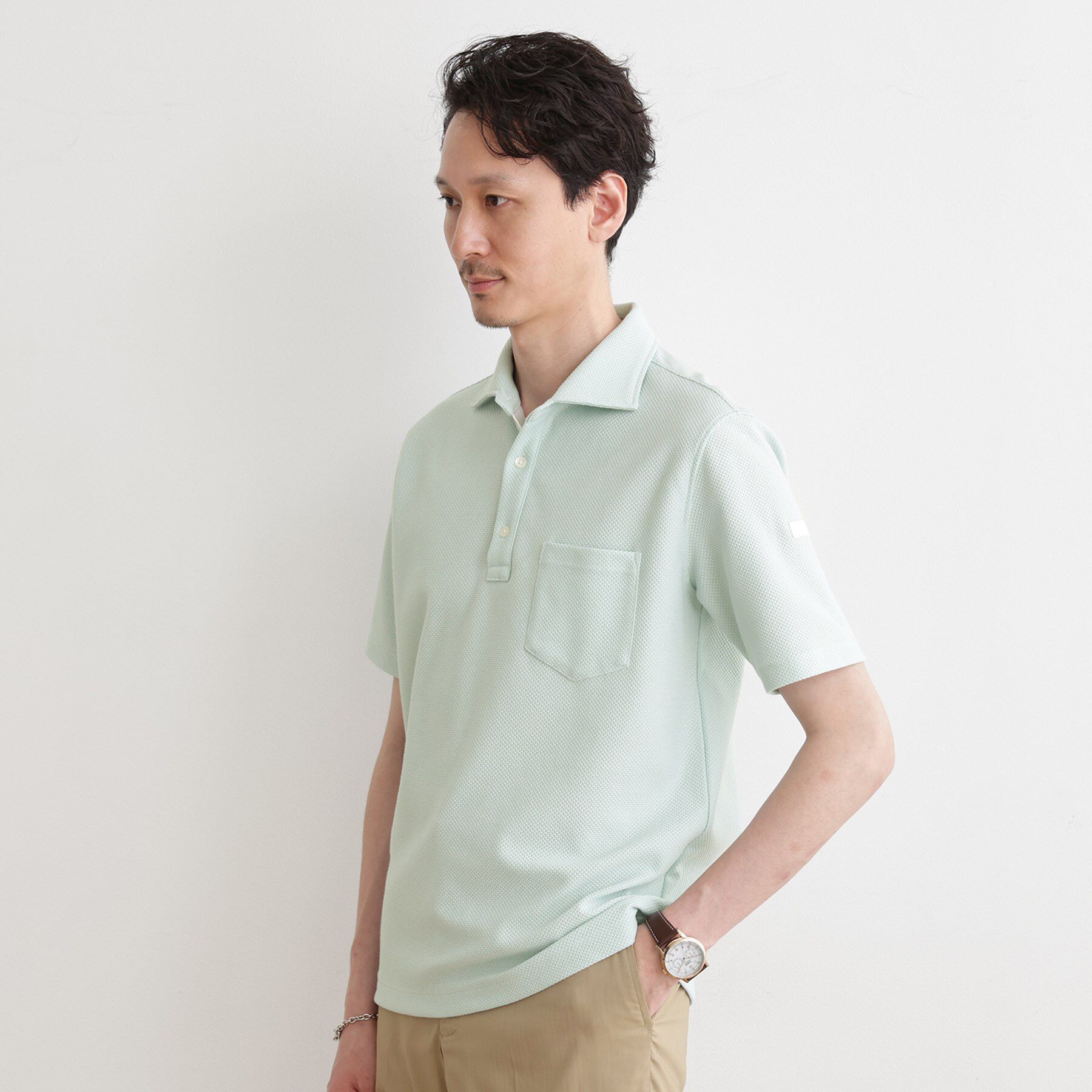 TAKEO KIKUCHI「【尾州織】メランジメッシュ ポロシャツ」|ポロシャツ|