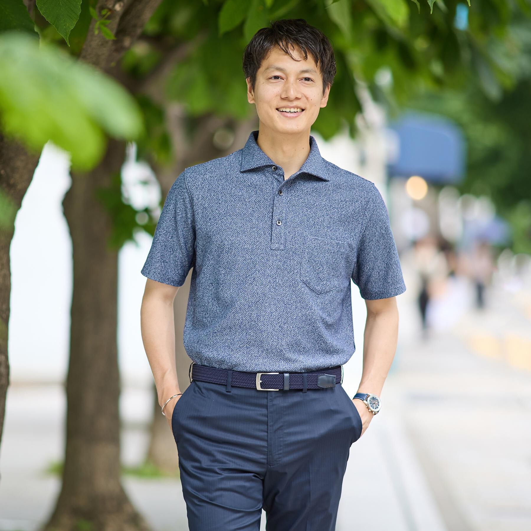 TAKEO KIKUCHI「【尾州織】メランジメッシュ ポロシャツ」|ポロシャツ|