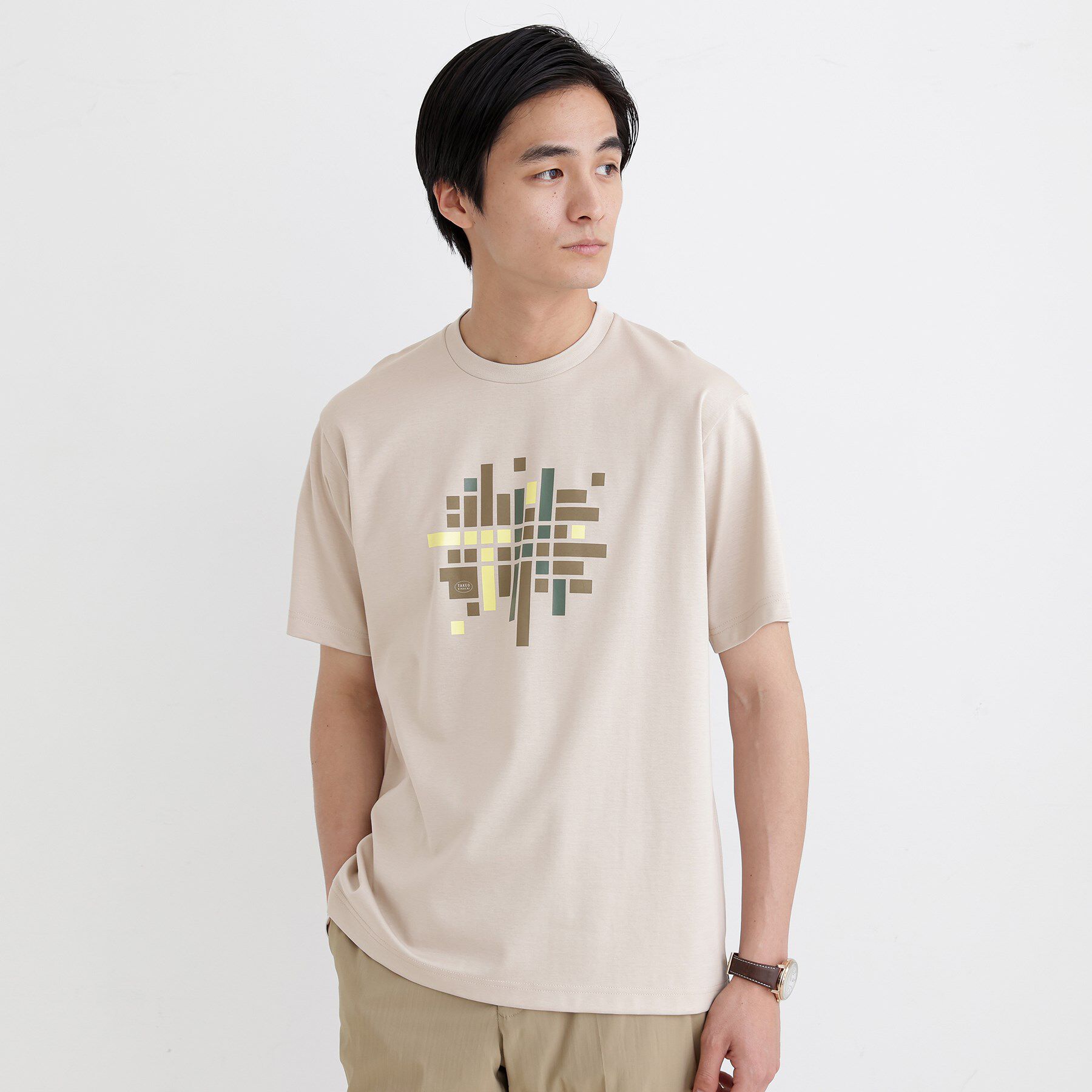 TAKEO KIKUCHI「モザイクロゴ ポンチTシャツ」|Tシャツ・カットソー|ライトベージュ(05