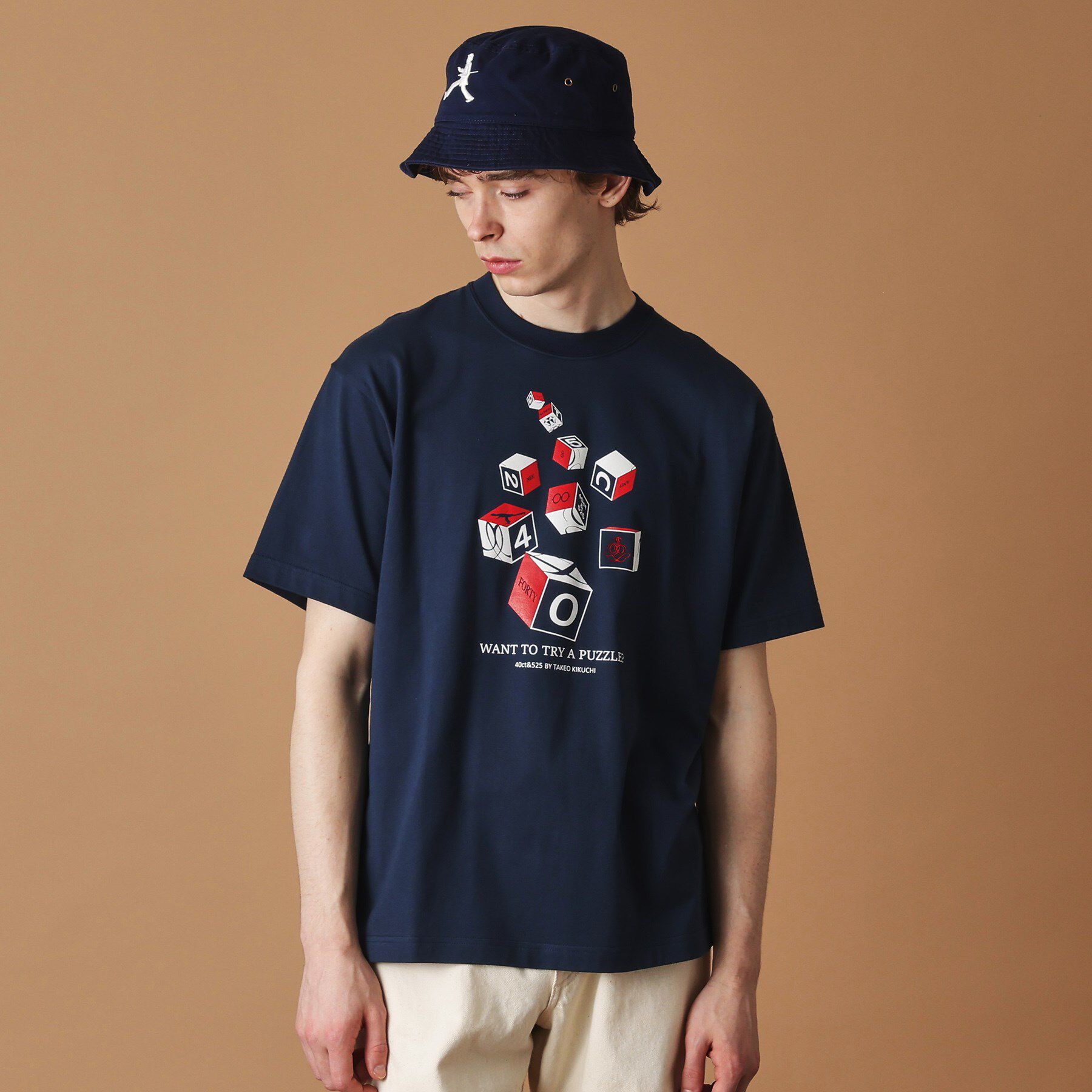 40CARATS&525「【Sサイズ～】キューブグラフィック半袖Tシャツ」|Tシャツ・カットソー|ブルー(093)