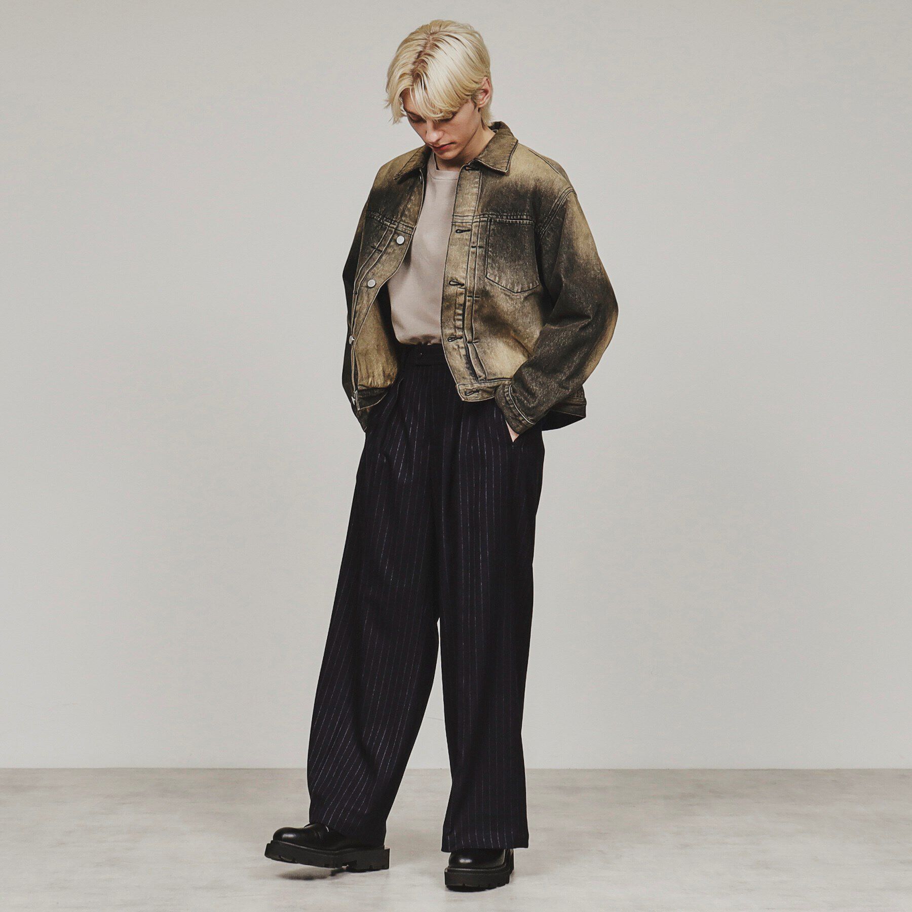 tk.TAKEO KIKUCHI「ウォッシュドカラーデニムブルゾン」|デニムジャケット|