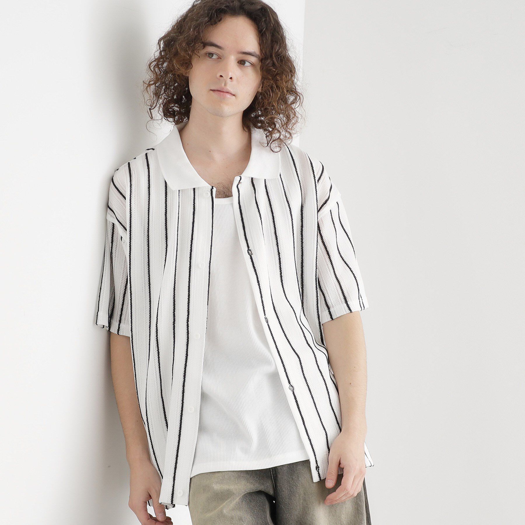 tk.TAKEO KIKUCHI「【セットアイテム】透かし編みオープンシャツ」|シャツ・ブラウス|