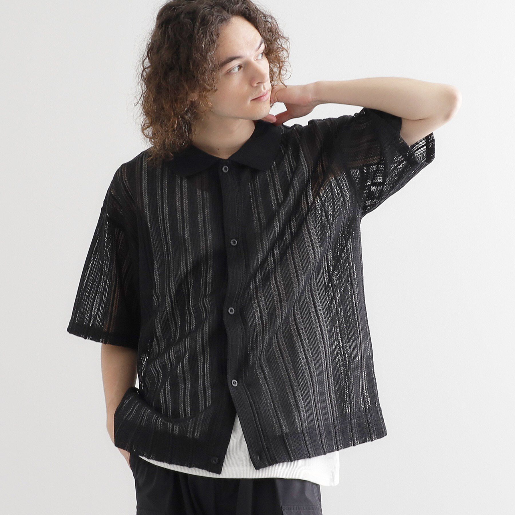 tk.TAKEO KIKUCHI「【セットアイテム】透かし編みオープンシャツ」|シャツ・ブラウス|