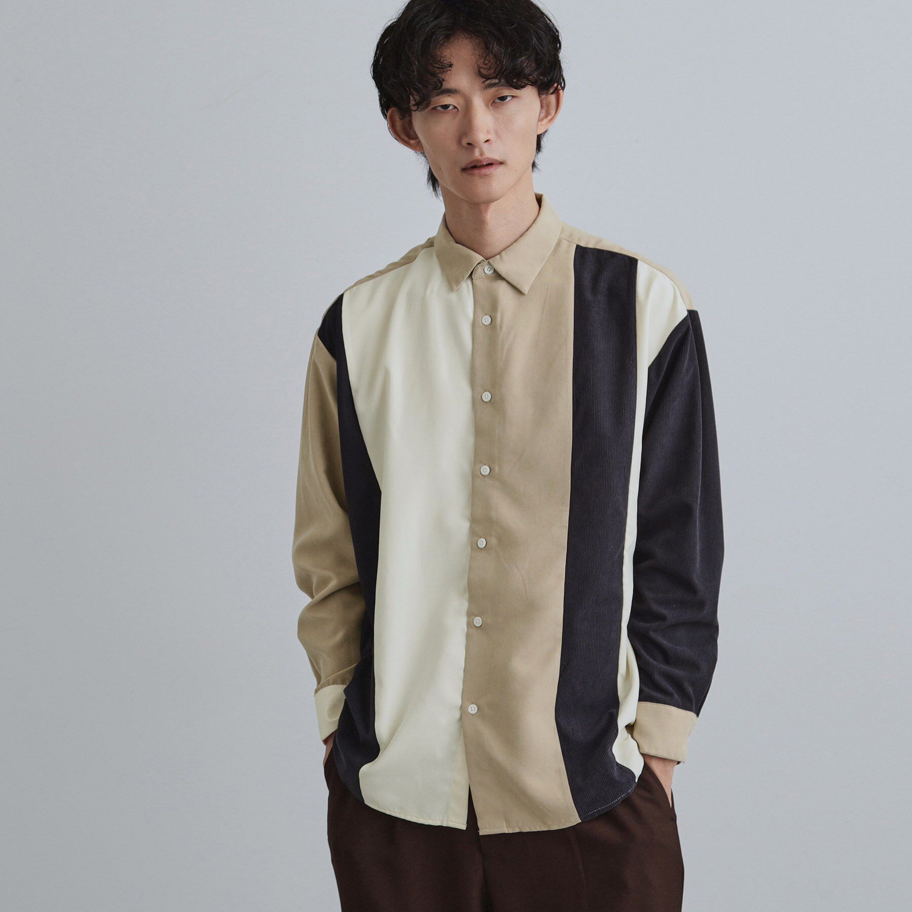 tk.TAKEO KIKUCHI「コーデュロイ＆スエード切替シャツ」|シャツ・ブラウス|