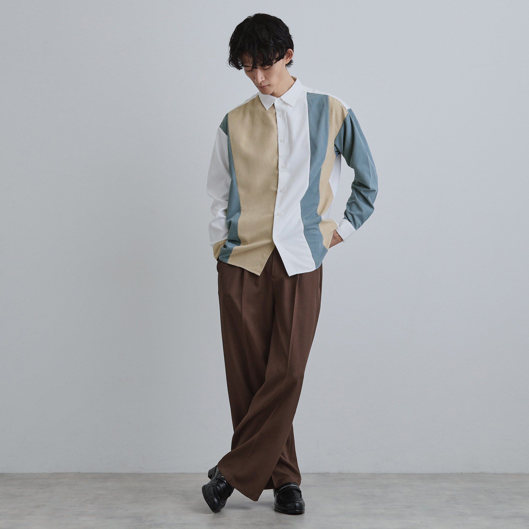 tk.TAKEO KIKUCHI「コーデュロイ＆スエード切替シャツ」|シャツ・ブラウス|