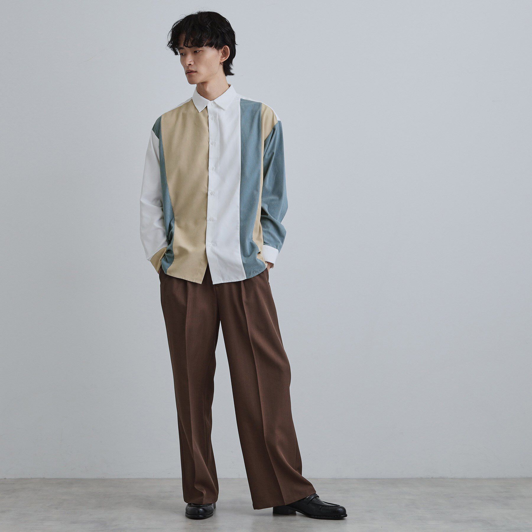 tk.TAKEO KIKUCHI「コーデュロイ＆スエード切替シャツ」|シャツ・ブラウス|