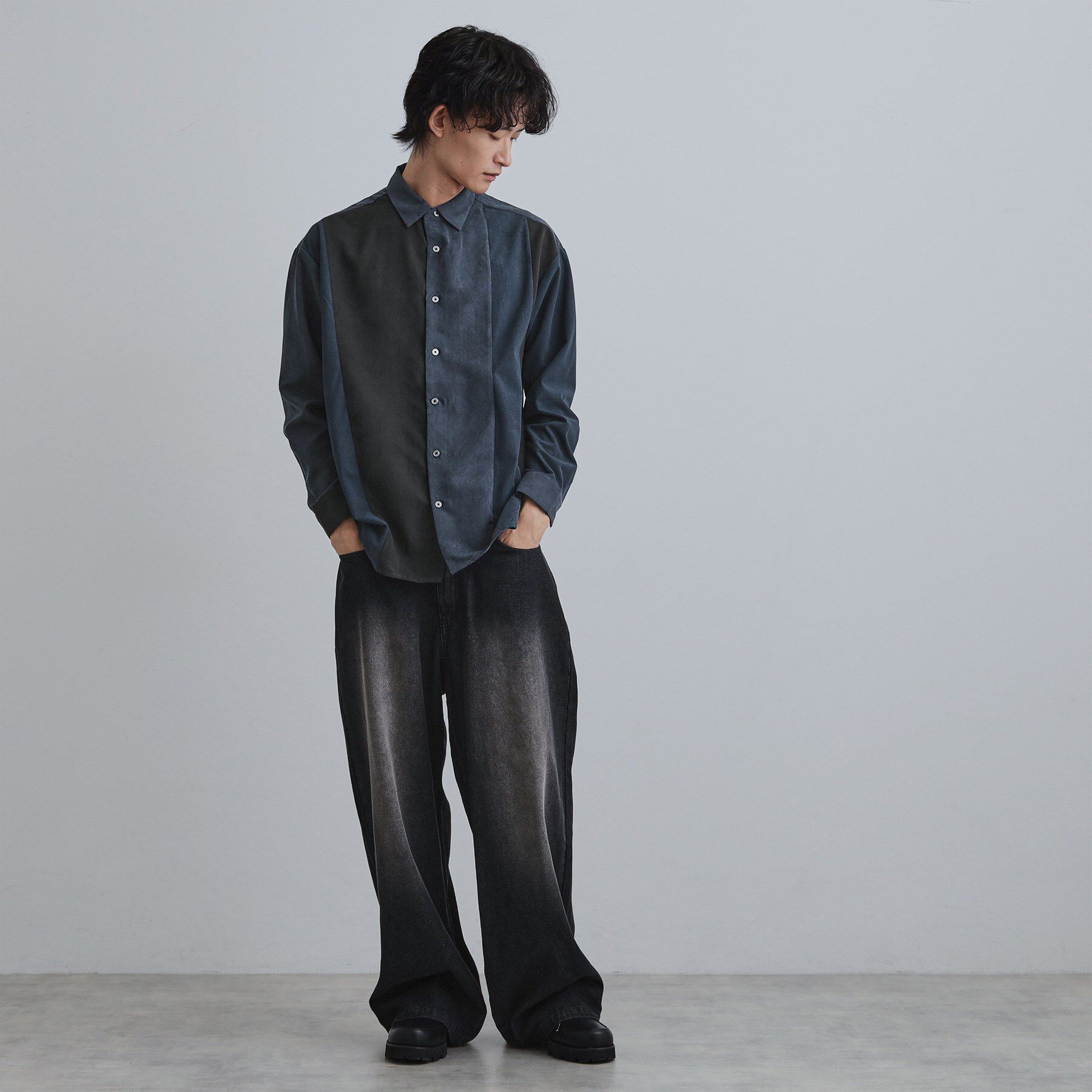 tk.TAKEO KIKUCHI「コーデュロイ＆スエード切替シャツ」|シャツ・ブラウス|