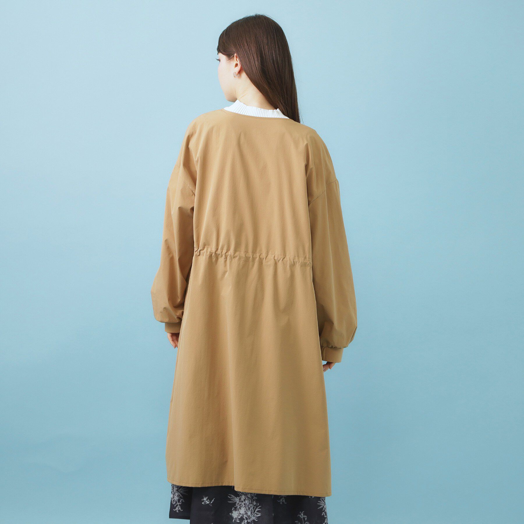 index「ヴィンテージクロスノーカラーロングコート【洗濯機OK/ストレッチ/イージーアイロン】」|ノーカラーコート|