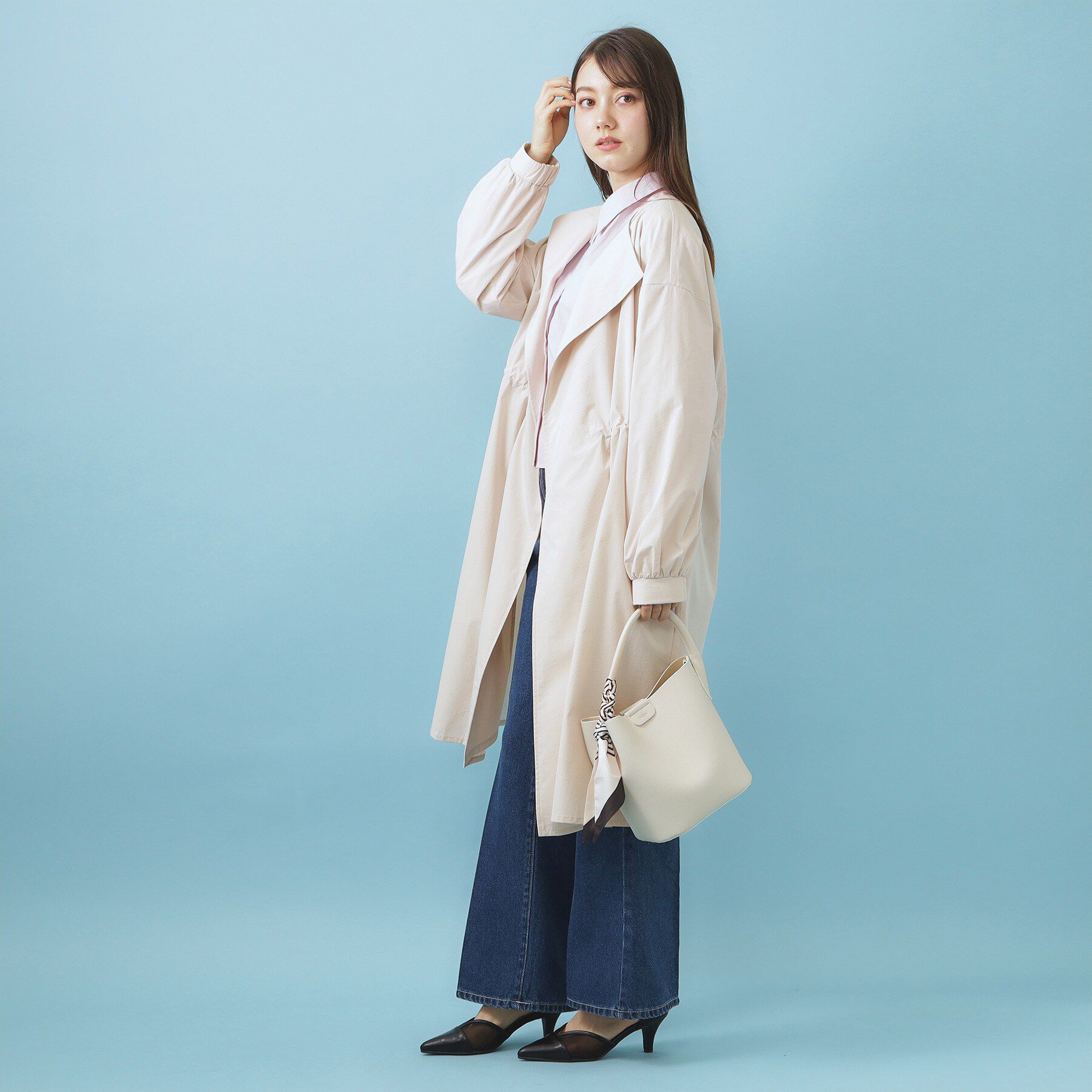 index「ヴィンテージクロスノーカラーロングコート【洗濯機OK/ストレッチ/イージーアイロン】」|ノーカラーコート|