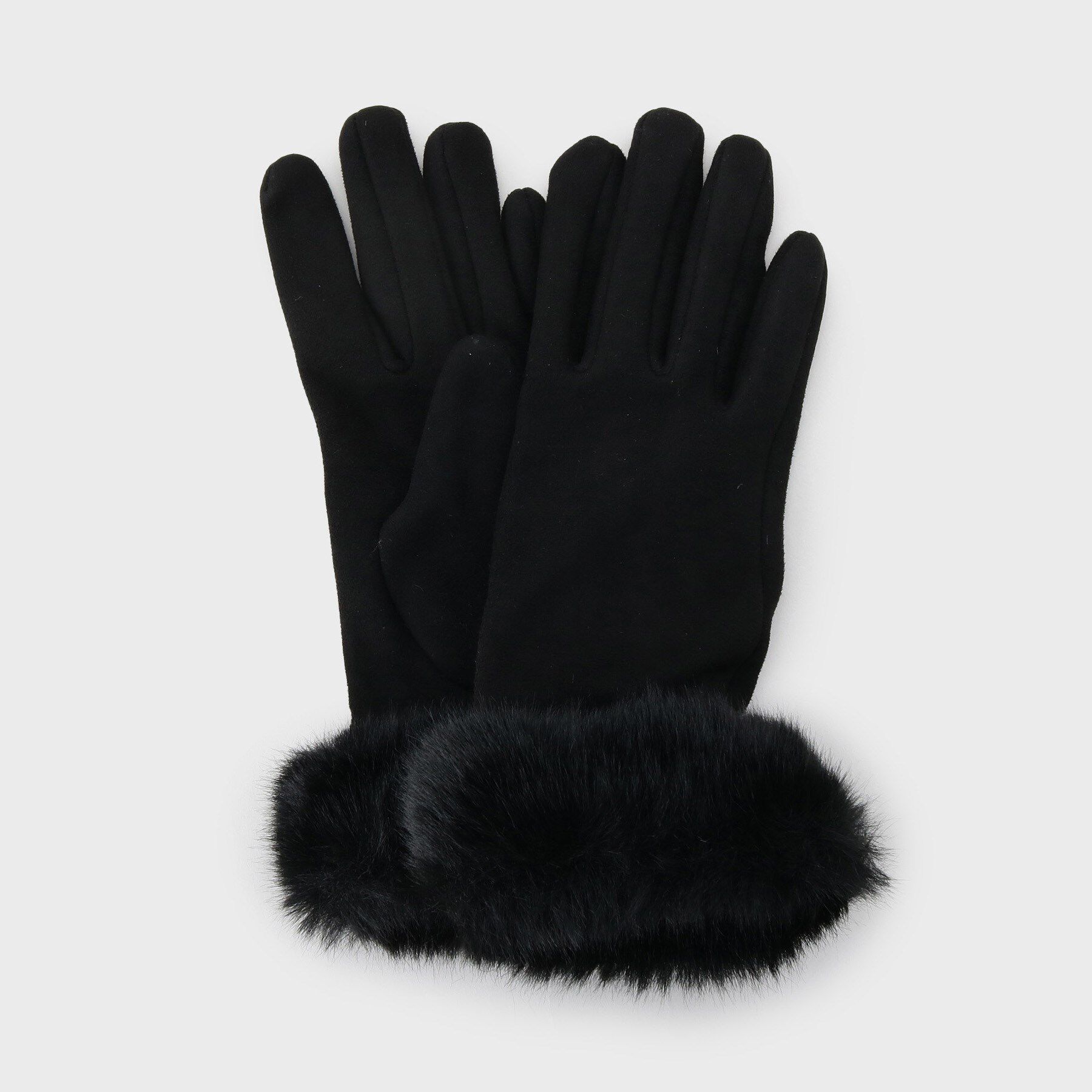 OPAQUE.CLIP「フェイクファー付きグローブ」|手袋|ブラック(019)