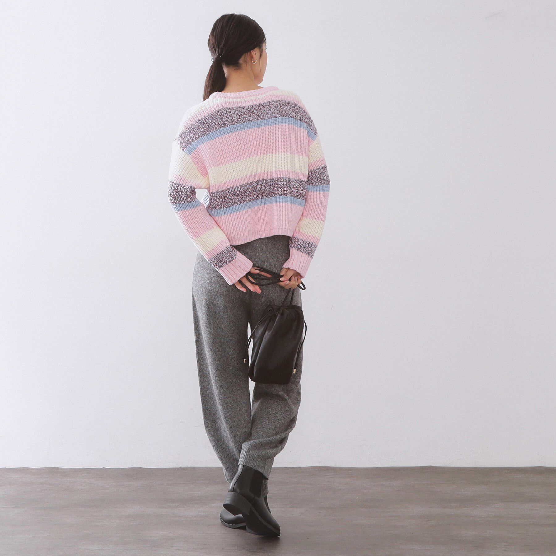 OPAQUE.CLIP「カラーボーダーミドルゲージニット」|ニット・セーター|