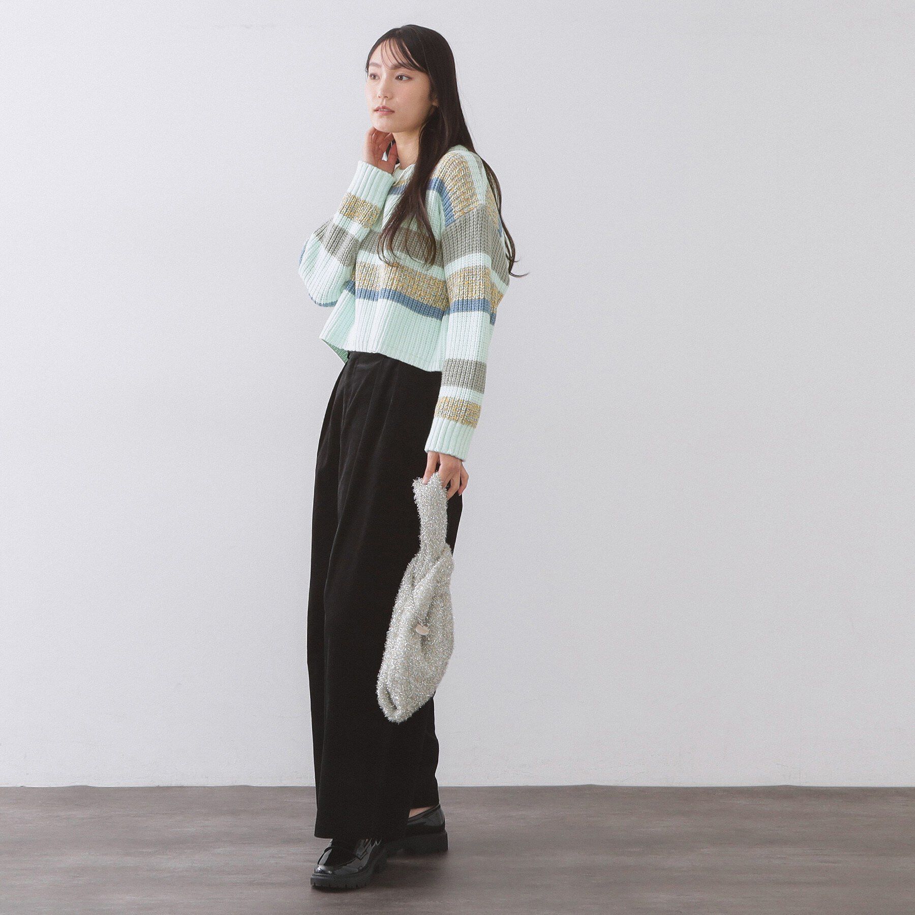 OPAQUE.CLIP「カラーボーダーミドルゲージニット」|ニット・セーター|