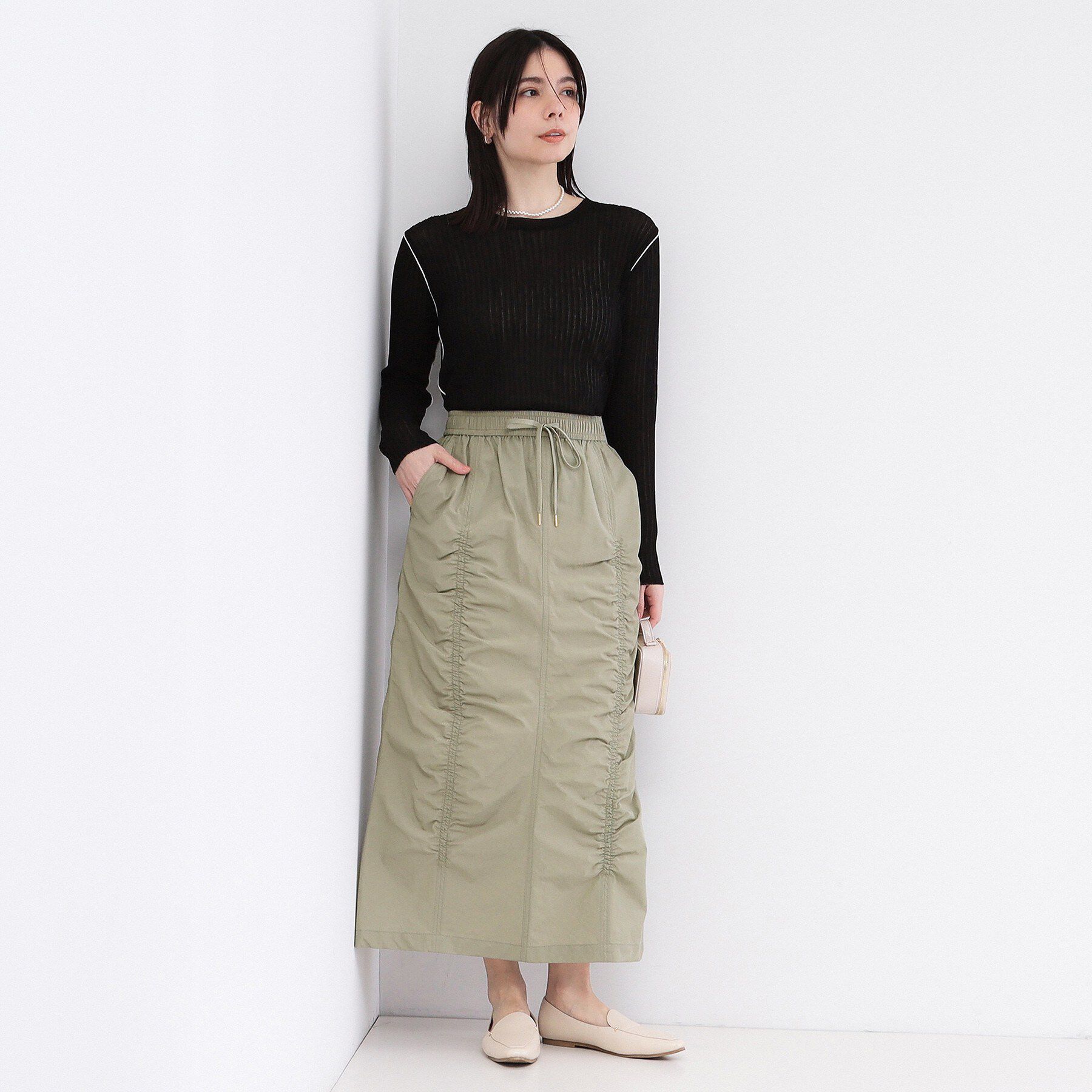 OPAQUE.CLIP「撥水シャーリングナロースカート【洗濯機OK／UVケア／花粉対応】」|スカート|