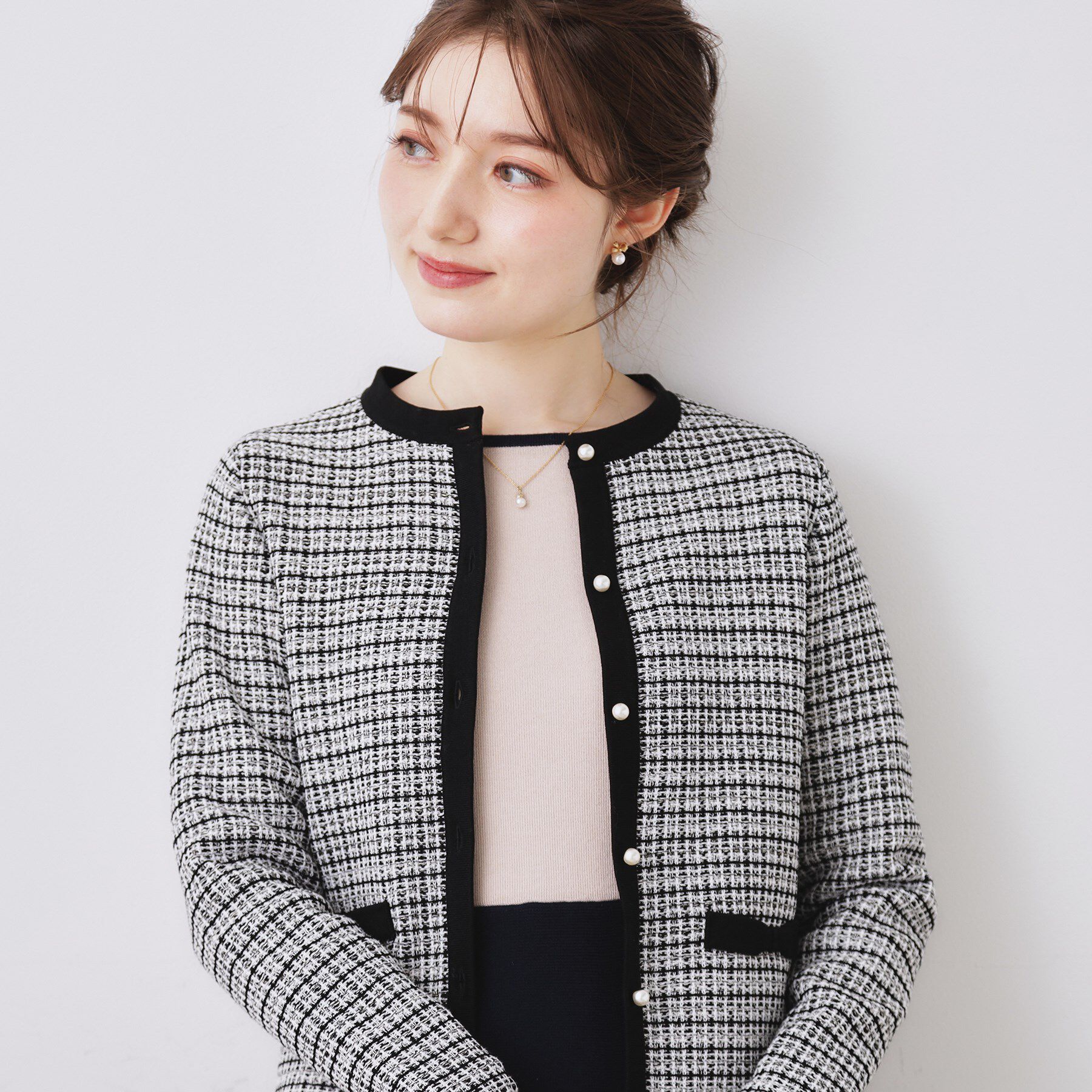 Couture broach「【ハレの日・通勤】ラメツイード ニットカーディガン」|カーディガン|