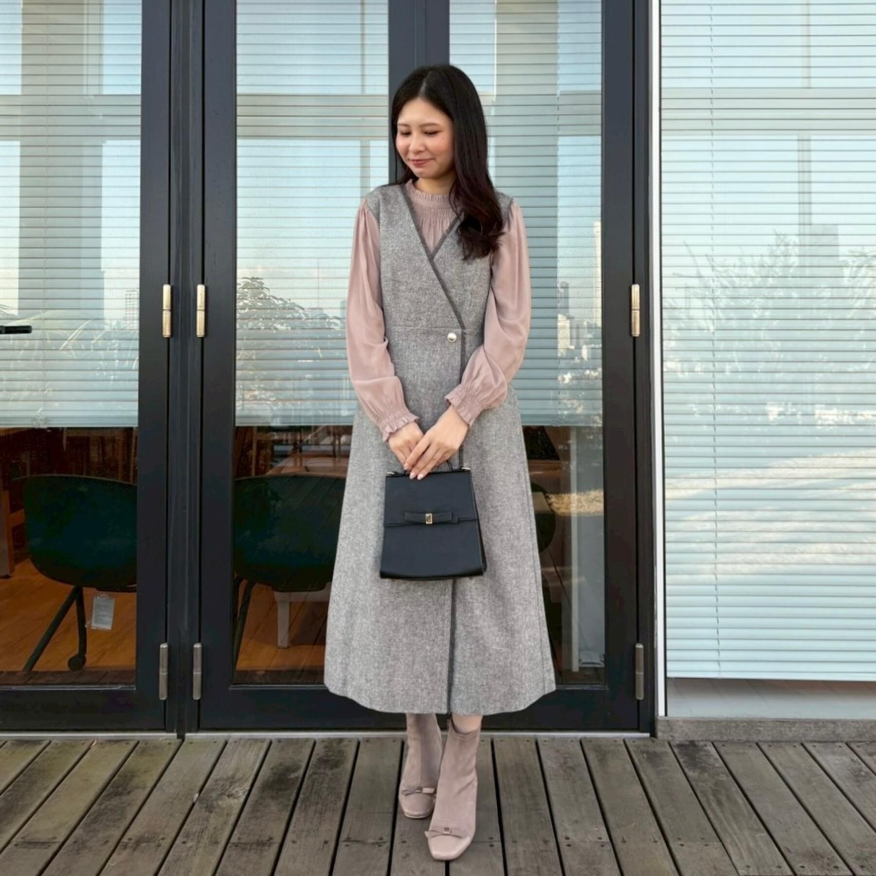 Couture broach「【ハレの日・通勤】フリンジツイードジャンスカ」|ジャンパースカート|