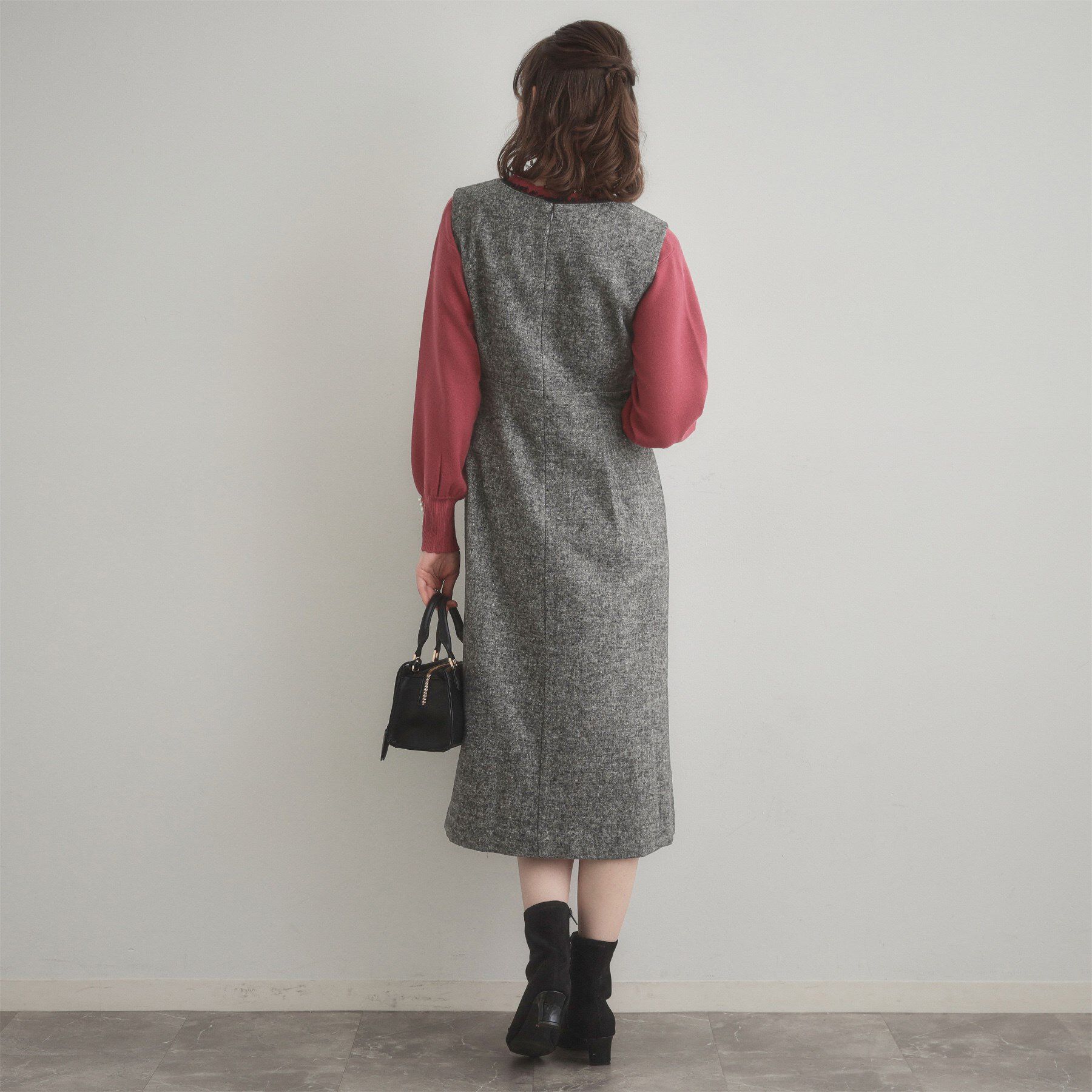 Couture broach「【ハレの日・通勤】フリンジツイードジャンスカ」|ジャンパースカート|