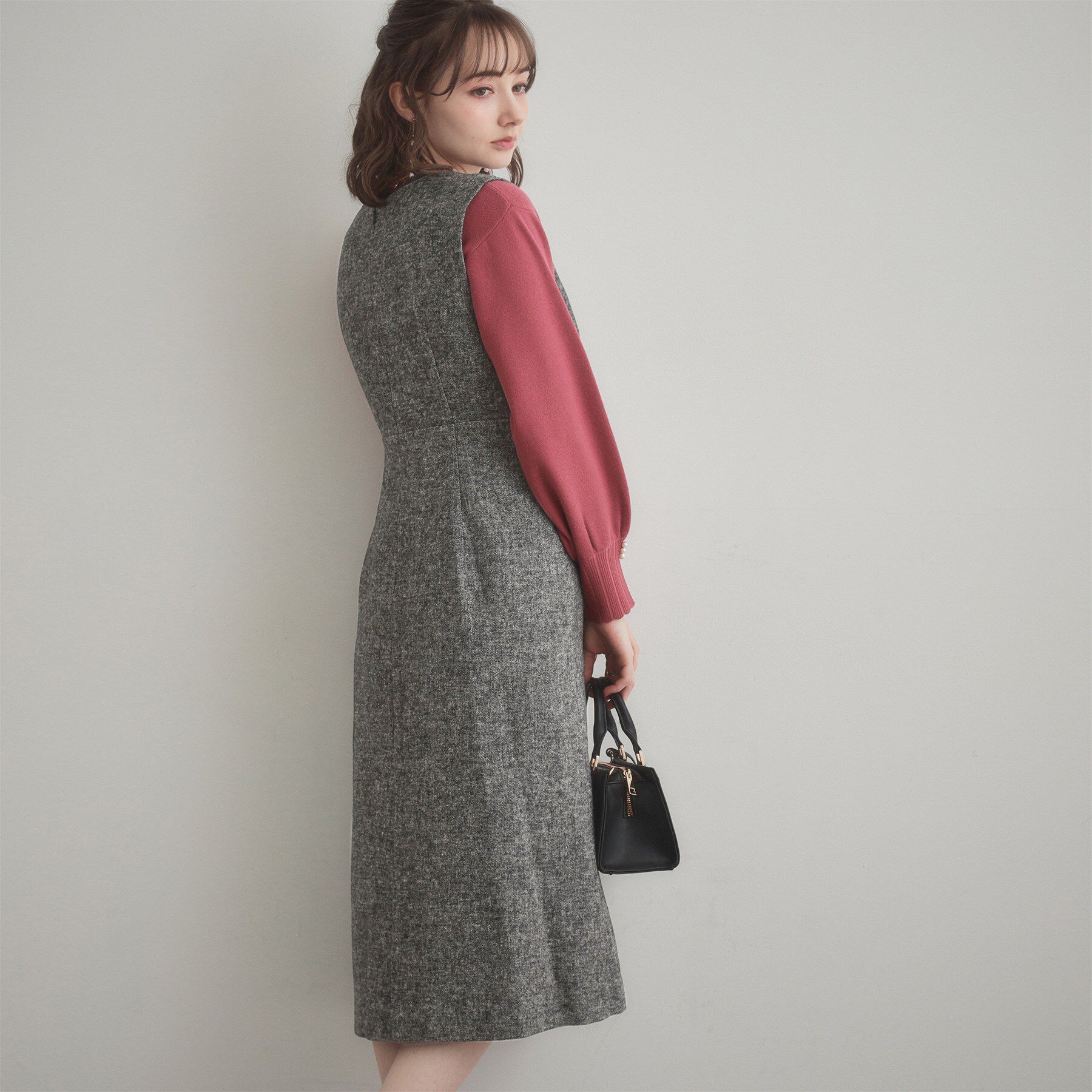 Couture broach「【ハレの日・通勤】フリンジツイードジャンスカ」|ジャンパースカート|