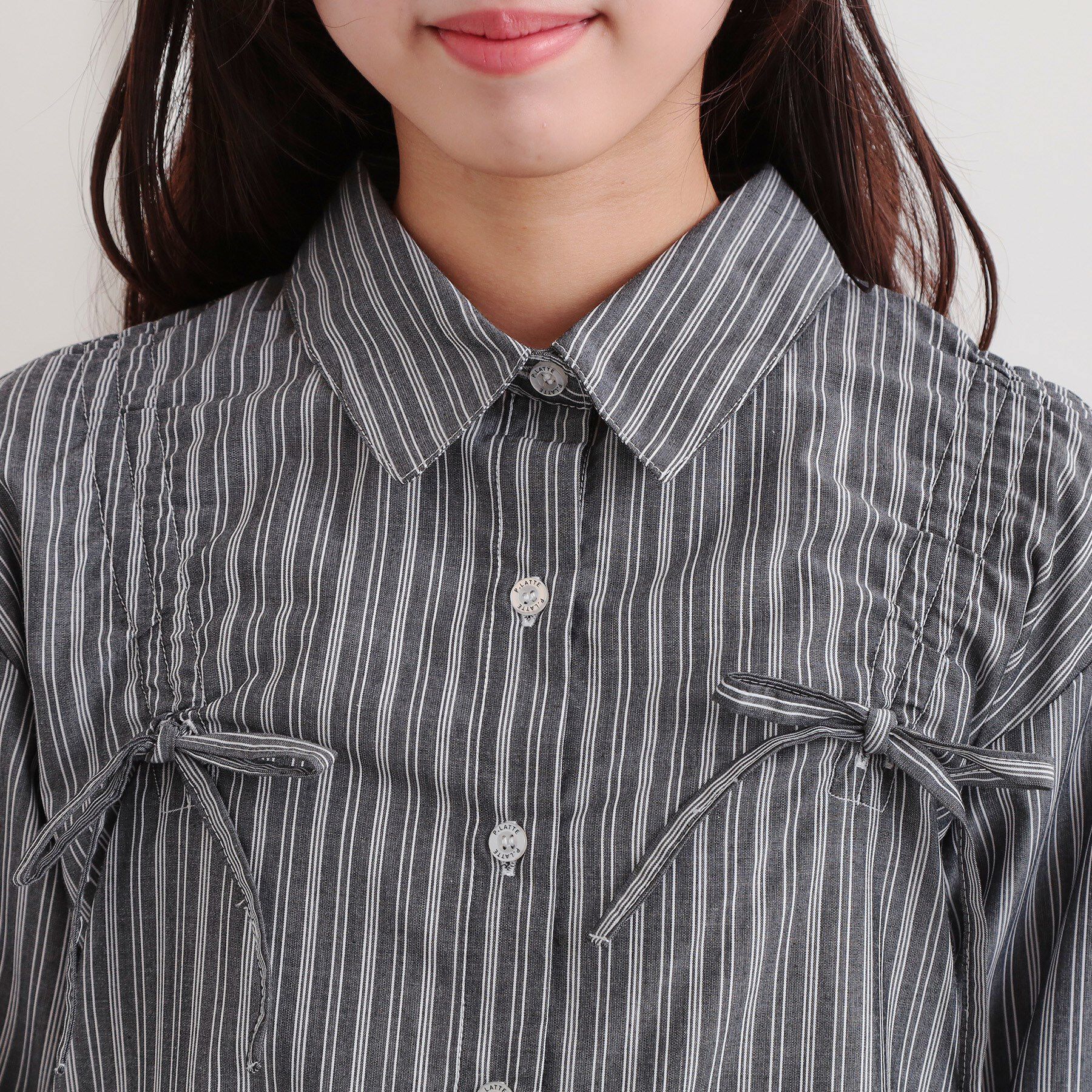 PINK-latte「ショルダードロストリボンシャツ」|シャツ・ブラウス|