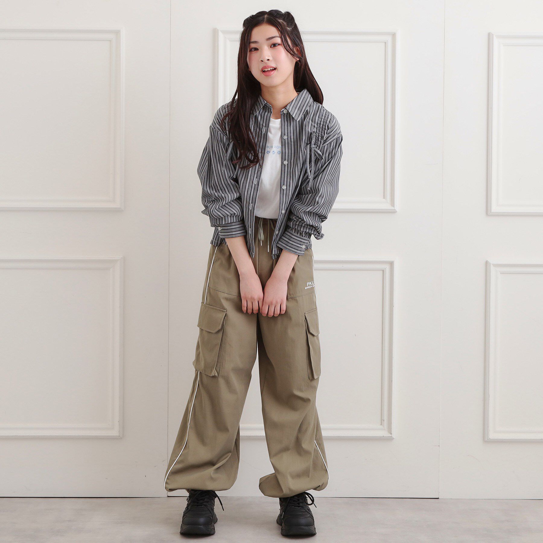 PINK-latte「ショルダードロストリボンシャツ」|シャツ・ブラウス|